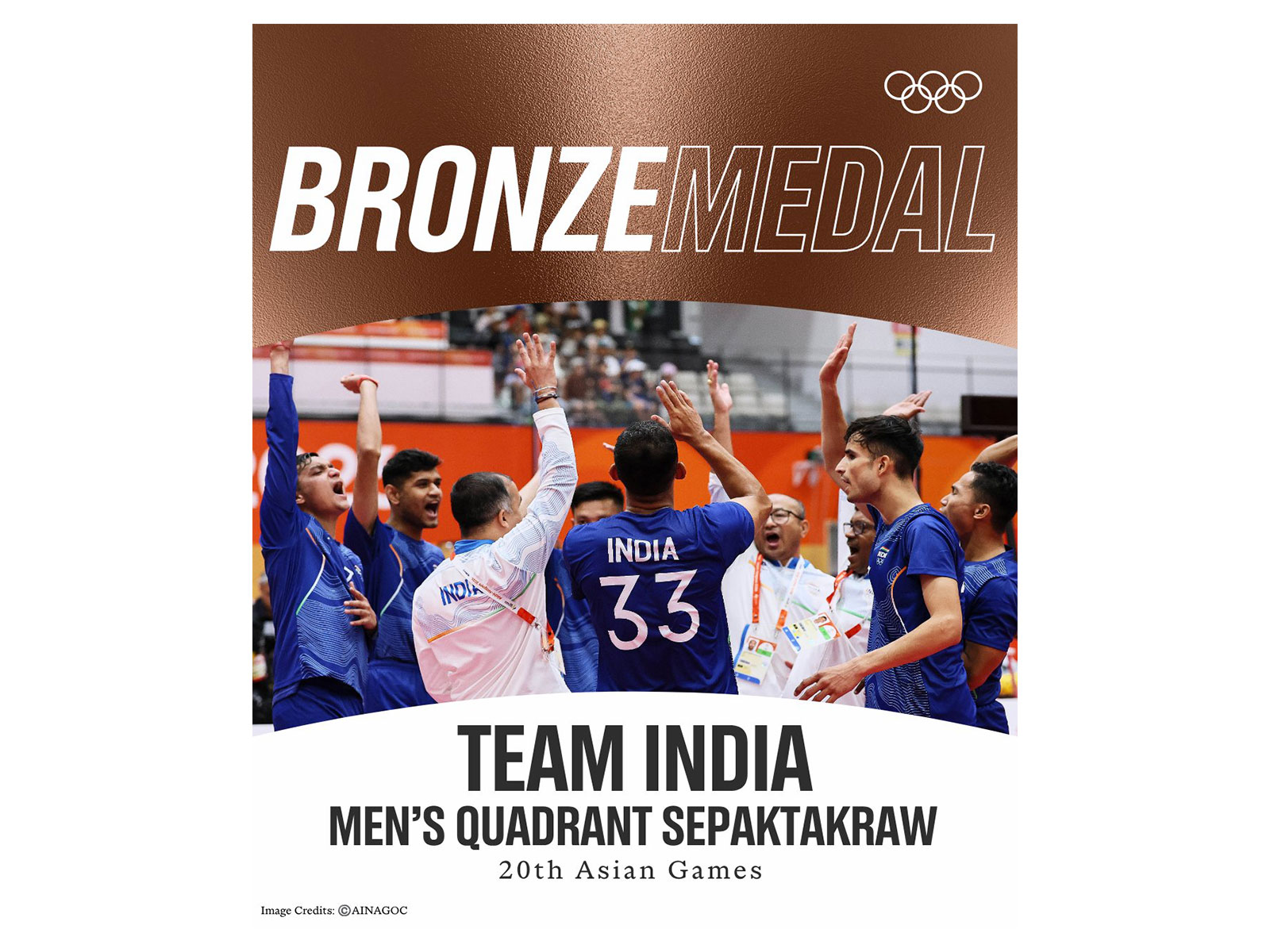 Indian men's quadrant secures sepaktakraw bronze. (Photo: @OlympicKhel X)