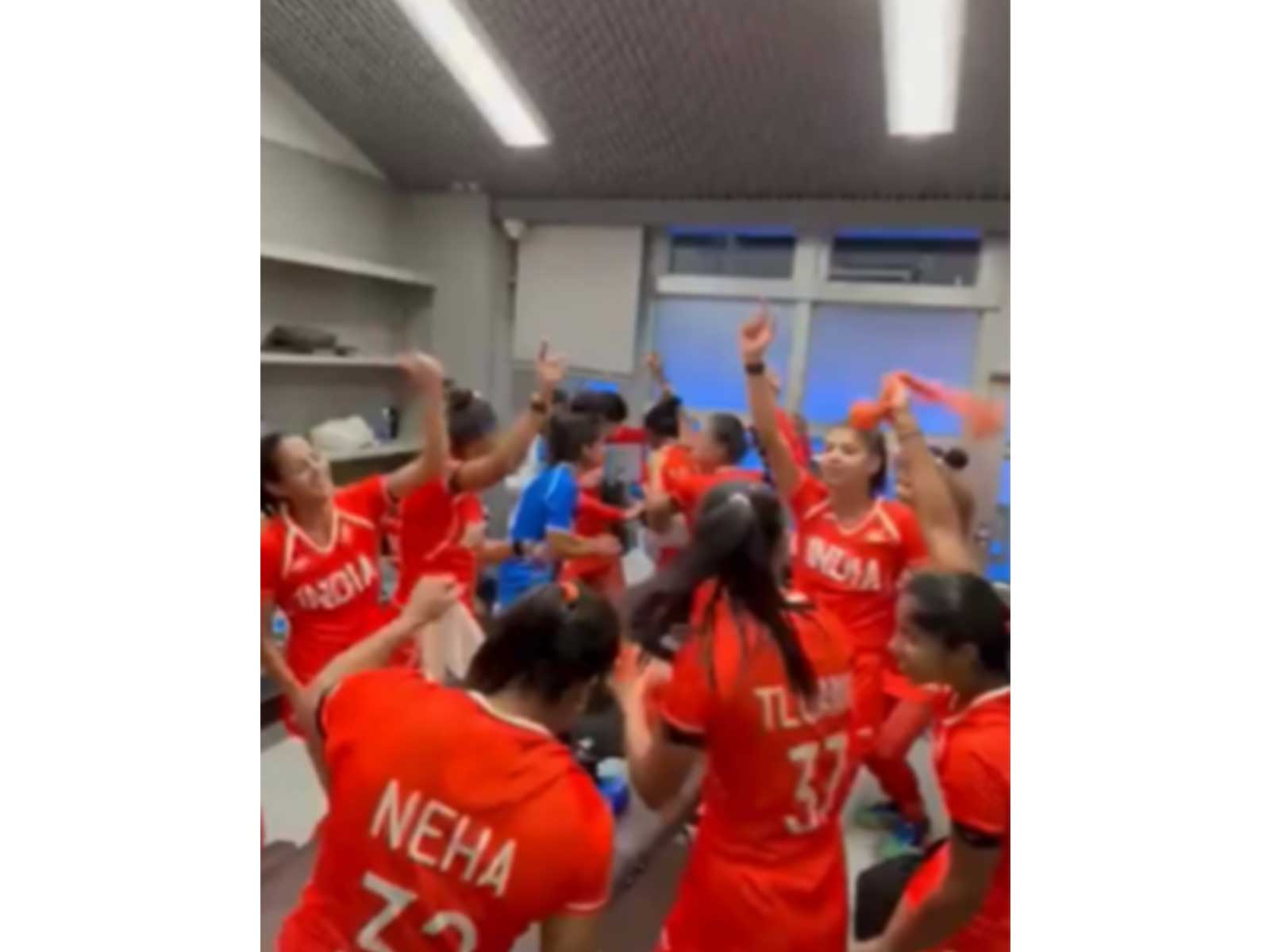 Indian women's hockey team celebrating. (Photo: @TheHockeyIndia X)