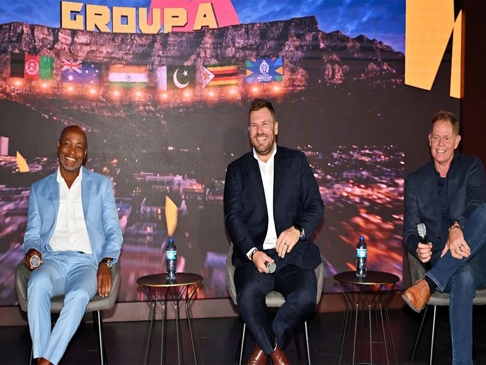 Brian Lara, Aaron Finch and Shaun Pollock. (Photo: ICC)