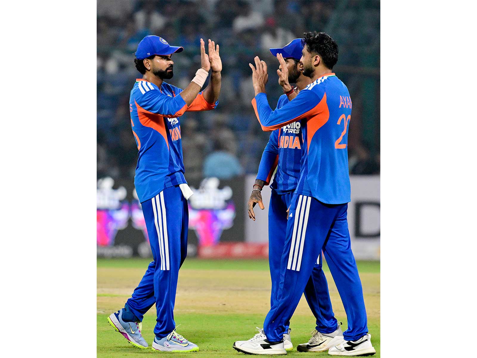 India men's cricket team players celebrating a wicket (Photo/ANI)
