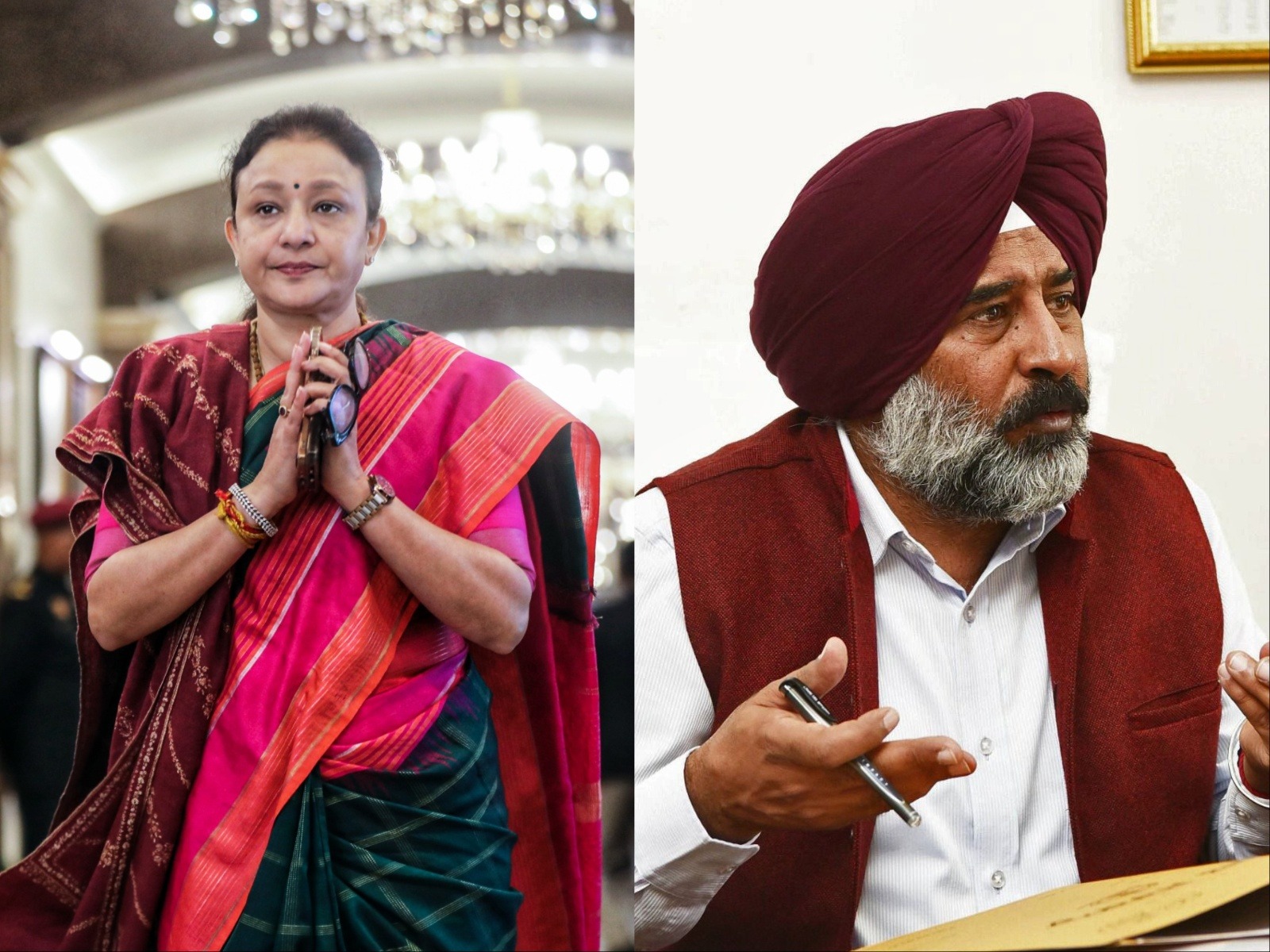 Newly appointed UP Congress president Aradhana Mishra 'Mona' (L) and Punjab Congress president Pargat Singh (R) (Photo/ANI)