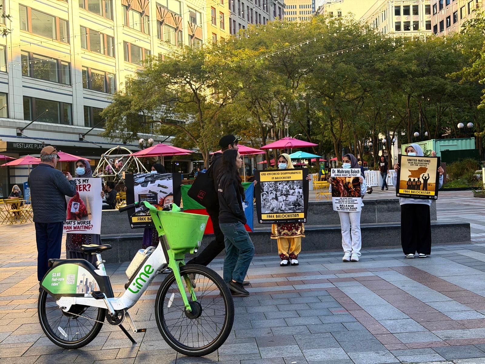 BNM stages protest in Seattle, urges US to defend Baloch Rights against Pakistan (Photo/X@BNMUSAC)