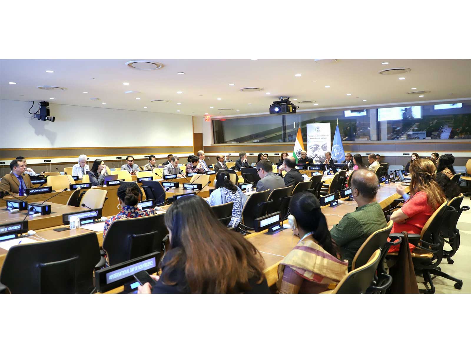 India's Permanent Representative to the United Nations Harish Parvathaneni adressing the event at UN (Photo/X@AmbHarishP)