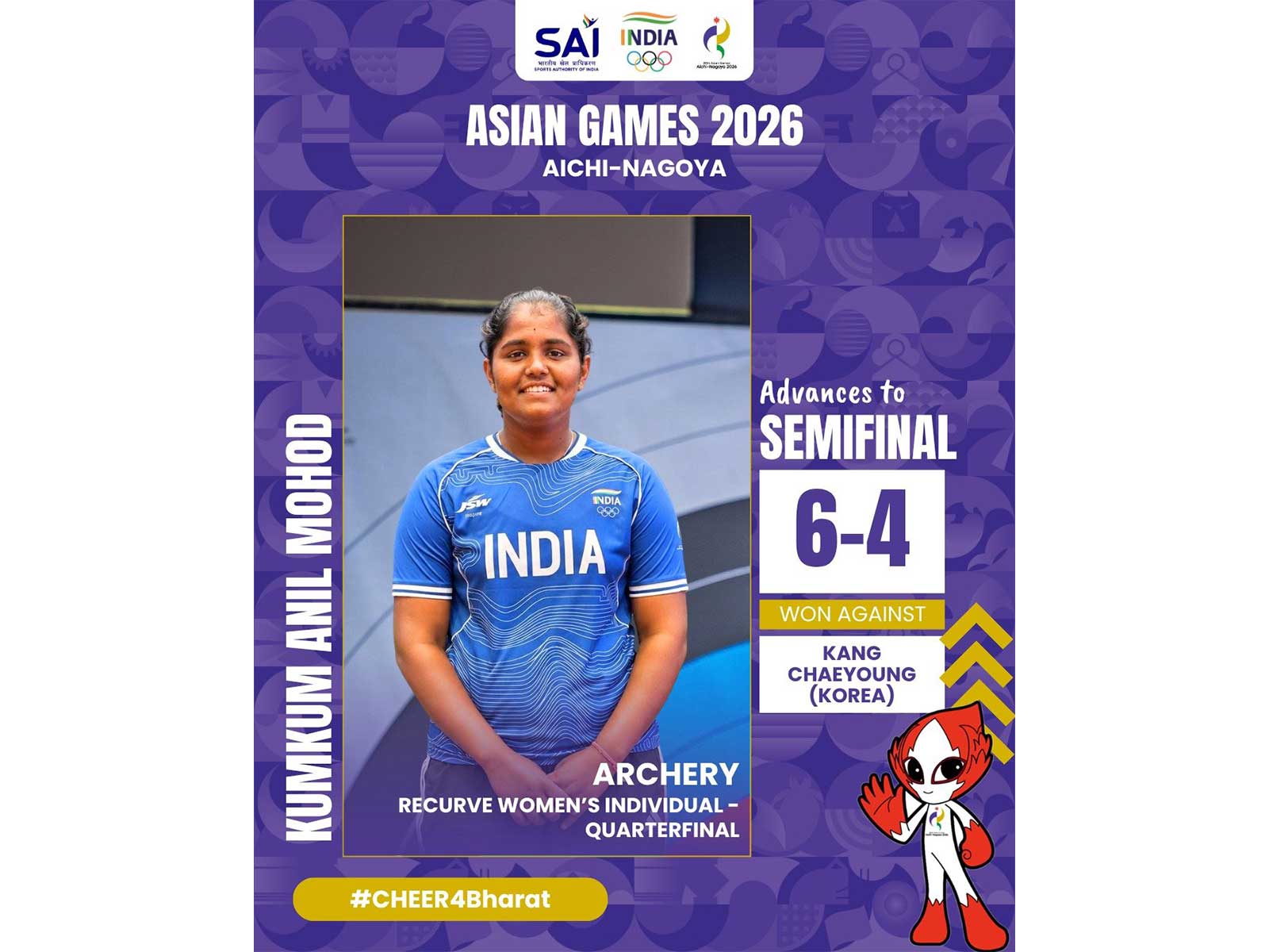 Indian archer Kumkum Mohod. (Photo: X/ @Media_SAI)