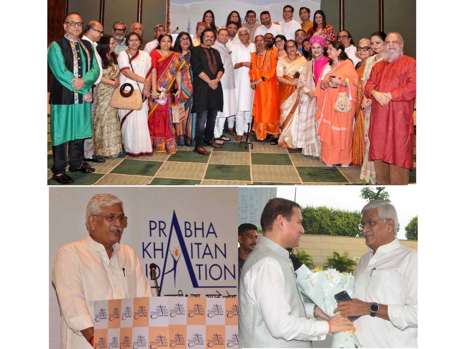 Union Culture Minister Gajendra Singh Shekhawat with cultural icons and Sundeep Bhutoria at an Ek Mulakat session in Kolkata celebrating Prabha Khaitan’s legacy