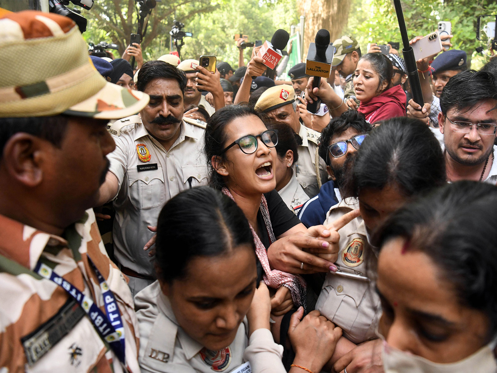 All India Students' Association (AISA) National President Neha Bora during a protest against Chief Election Commissioner Gyanesh Kumar (Photo/ANI)