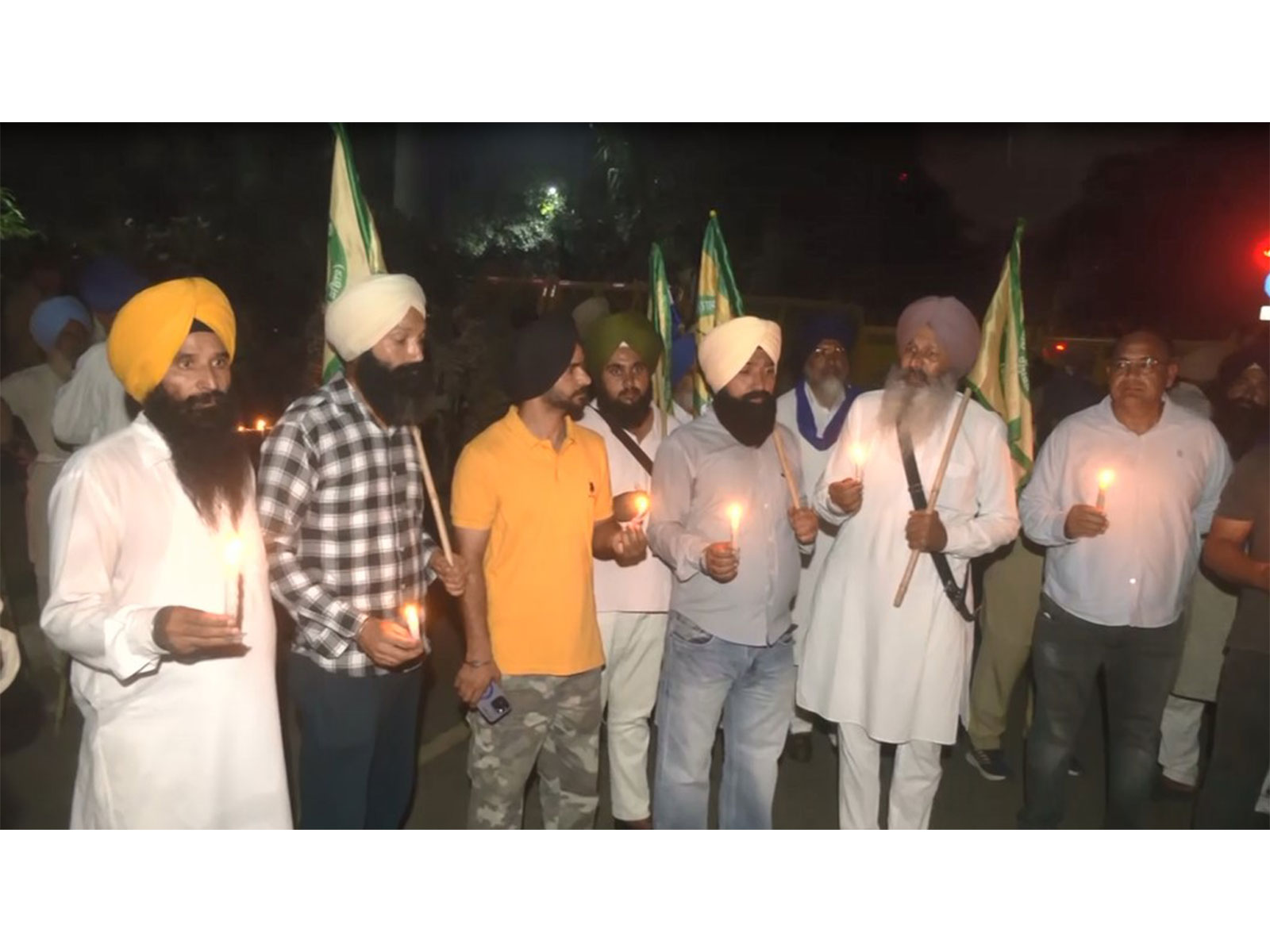 SKM, Kisan Mazdoor Morcha hold candle march to mark 2021 Lakhimpur Kheri incident anniversary (Photo/ANI)