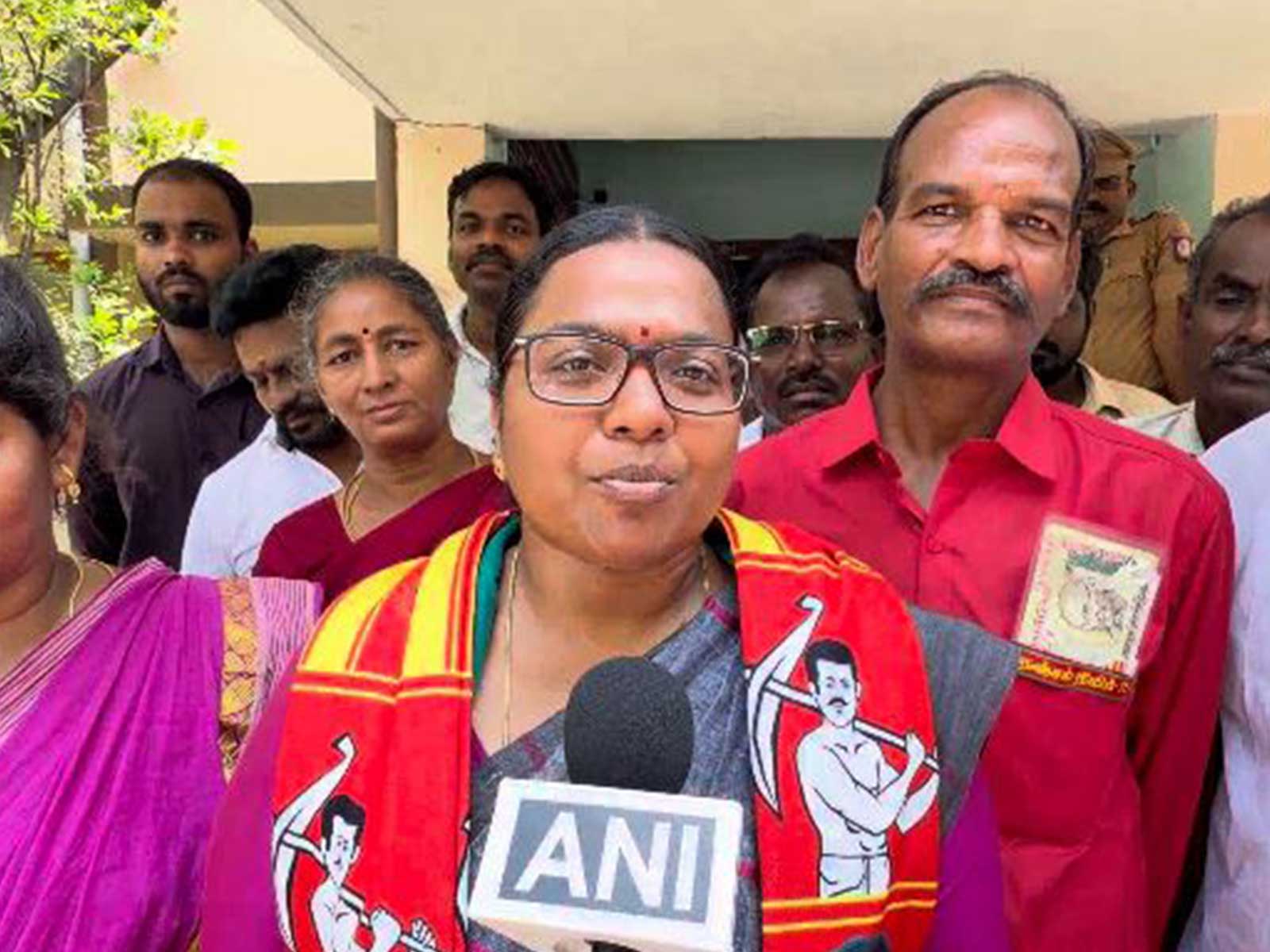 NTK candidate Karthika from Dharapuram Assembly constituency (Photo/ANI)