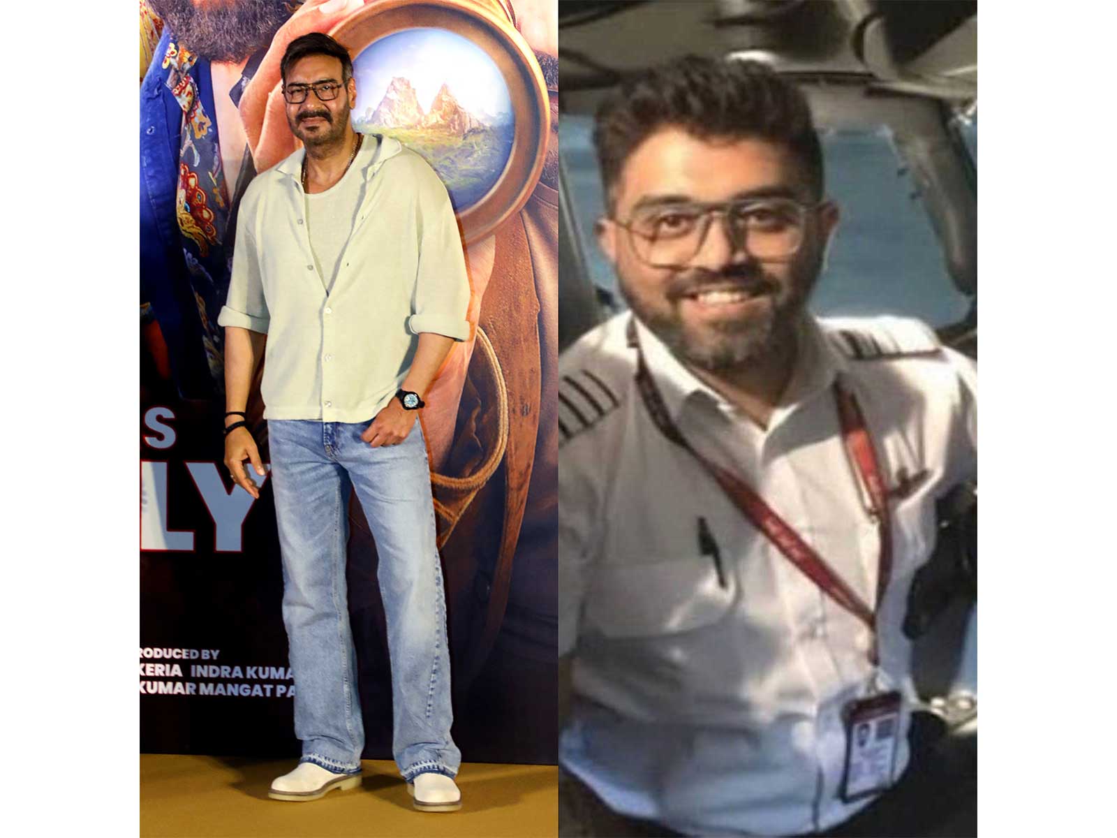 Ajay Devgn (Photo/ANI) and Captain Smit Machchhar (Photo: @indemtel)