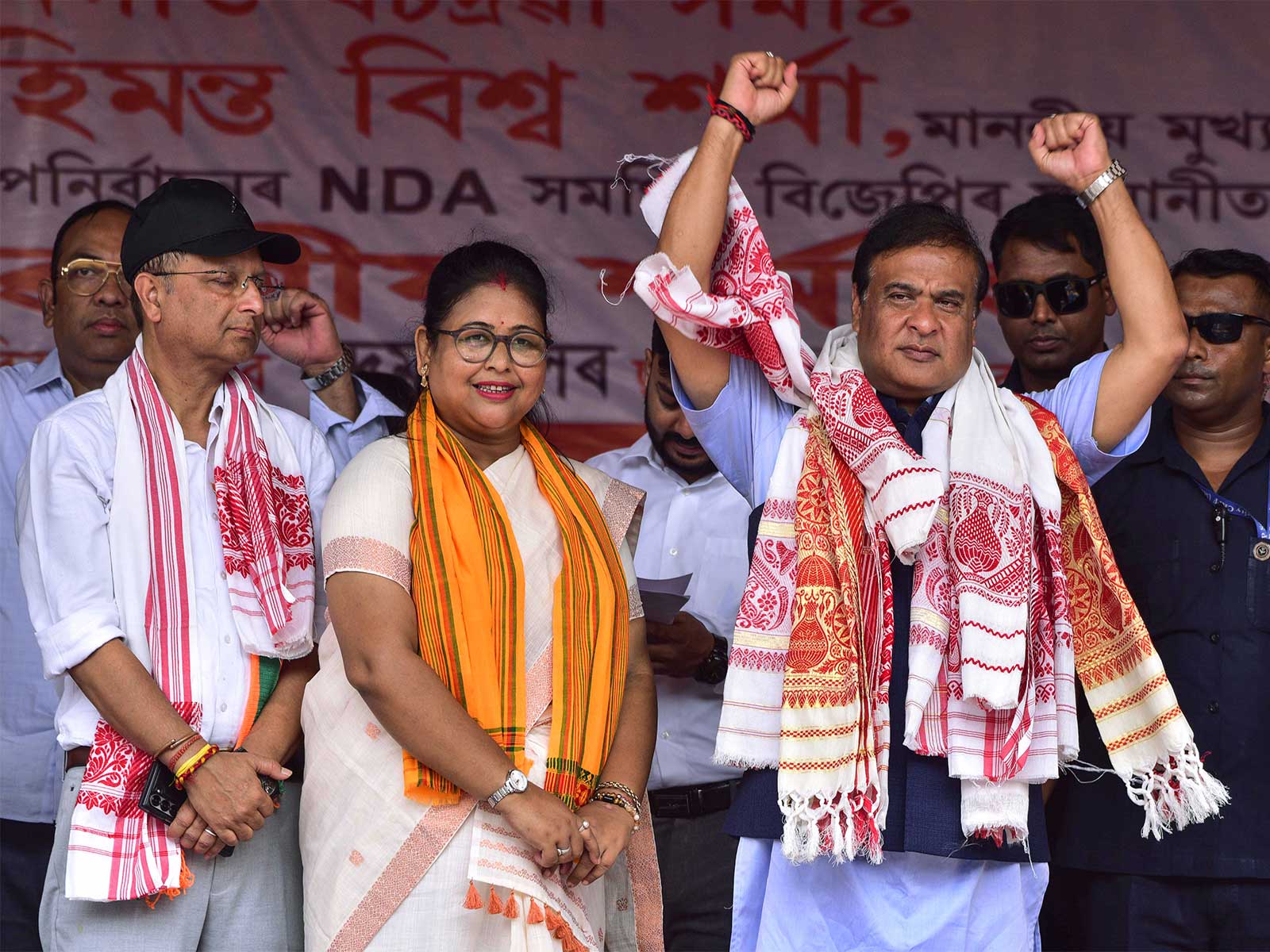 Assam Chief Minister Himanta Biswa Sarma campaigns for Nagaon LS Bypoll candidate Debasish Sharma (Photo/ANI)