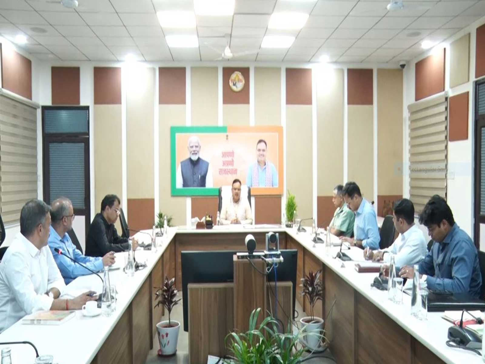 Chief Minister Bhajanlal Sharma holds meeting with officials at his residence (Photo/ANI)