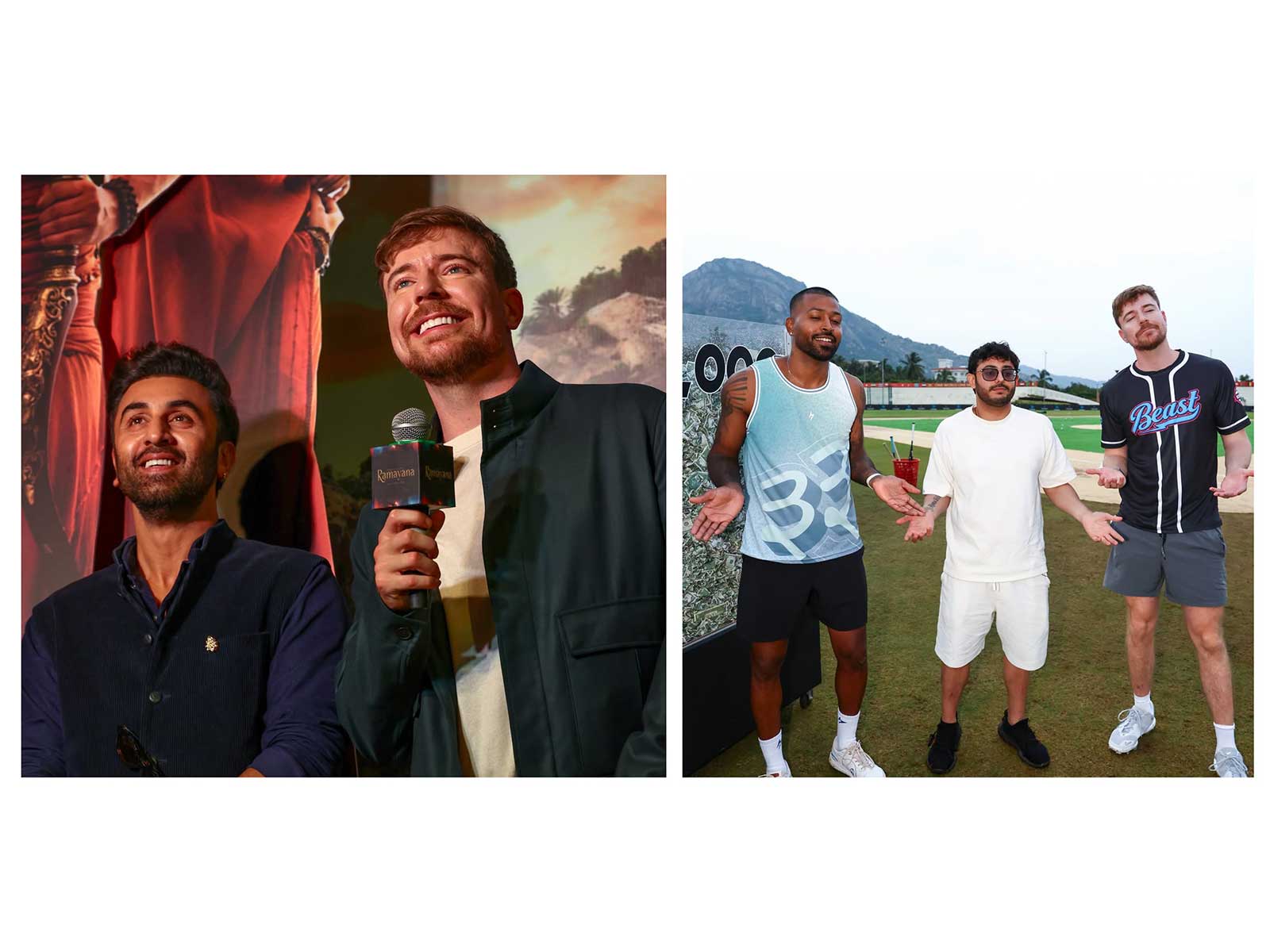 MrBeast with Ranbir Kapoor, Hardik Pandya (Image source: Instagram@mrbeast)