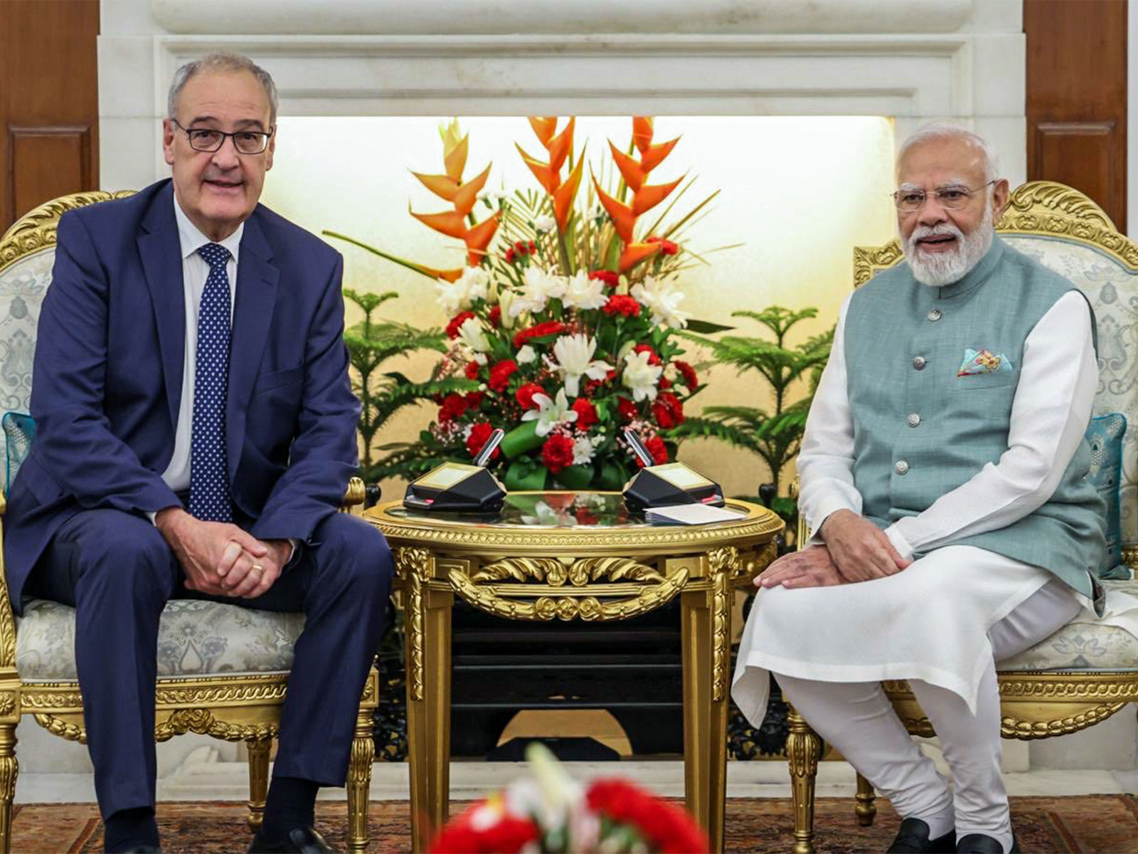 Prime Minister Narendra Modi and Swiss President Guy Parmelin (Photo/ANI)