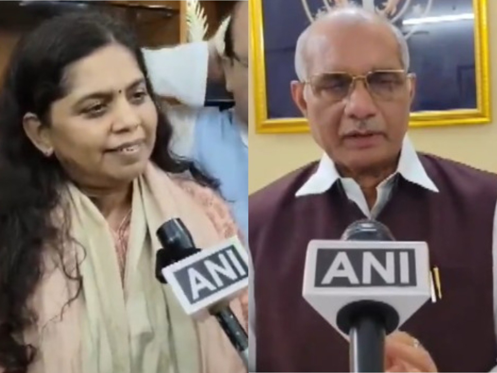 BJP Rajya Sabha biennial election 2026 candidates Shruti Gangwar (L) and Uttar Pradesh Minister Dharmpal Singh (R) (Photo/ANI)