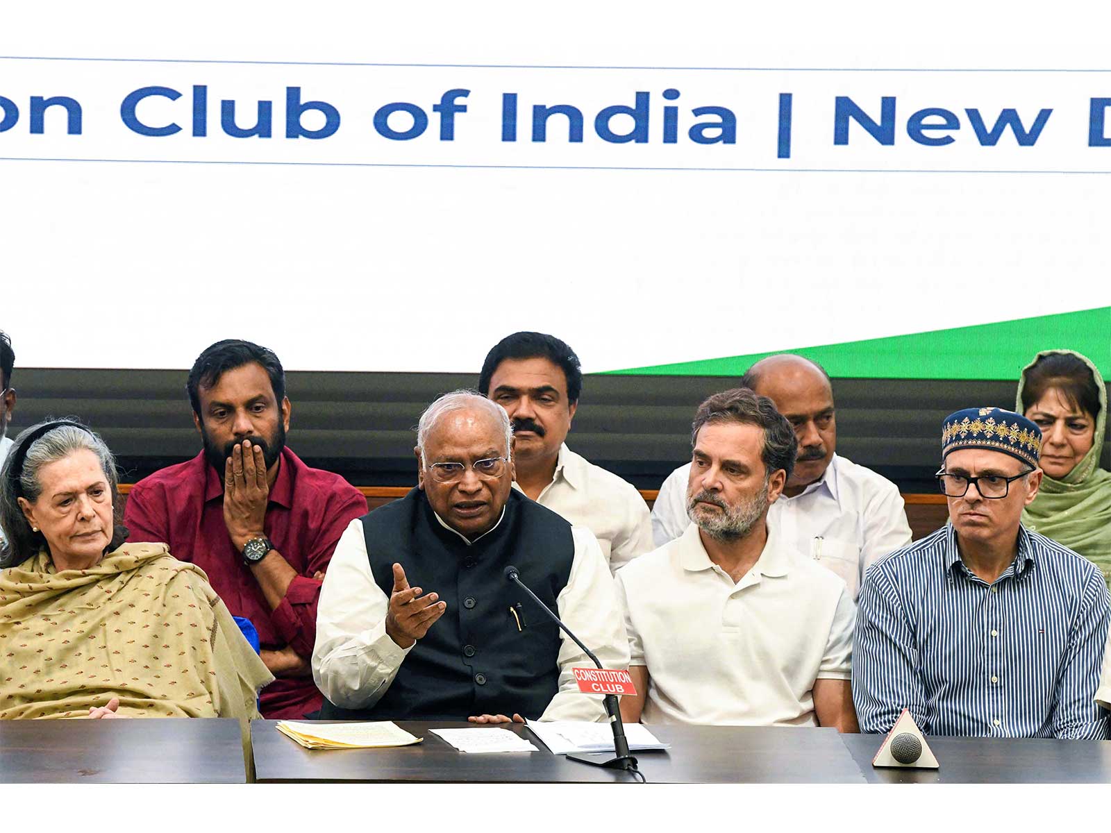 INDIA bloc launches 'Save Democracy' march during a press conference at Consitution Club of India (File Photo/ANI)