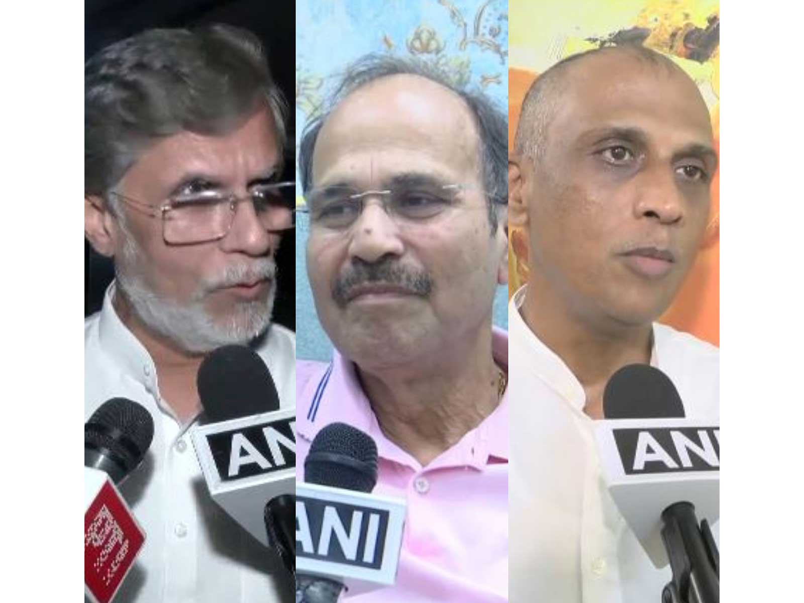  Congress leaders Pawan Khera, Adhir Ranjan Chowdhury and Nationalist Congress Party (Sharadchandra Pawar) national spokesperson Clyde Crasto  (Photo/ANI)