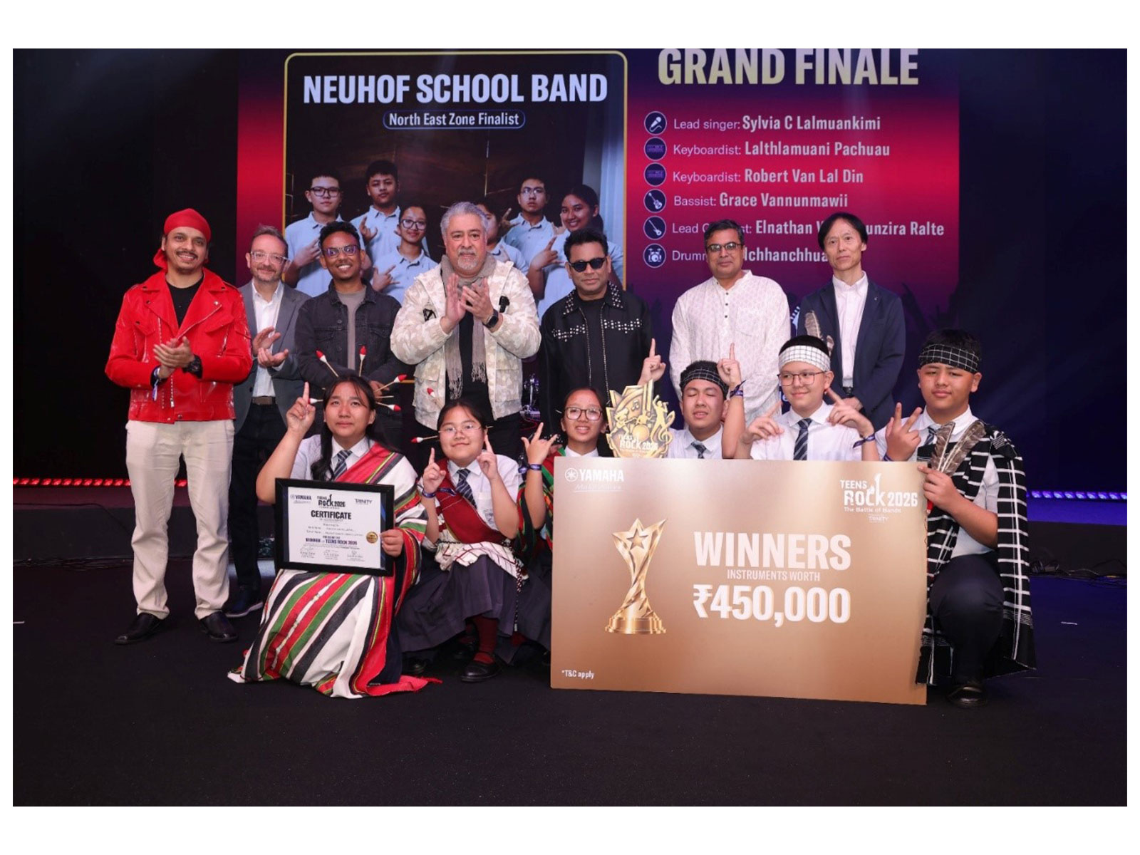 Neuhof School Band from Mizoram wins Yamaha Teens Rock 2026 Grand Finale, celebrating India's emerging young music talent (Image Courtesy: Neuhof School)