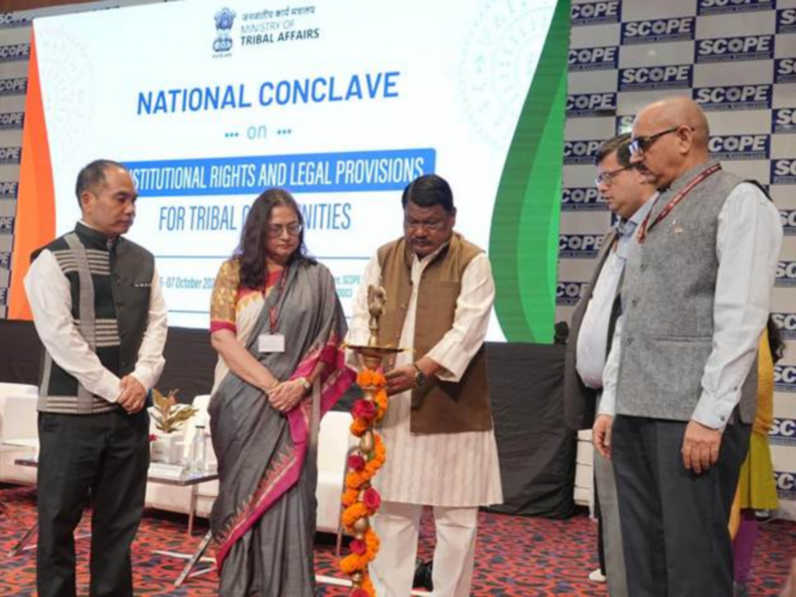 Union Tribal Affairs Minister Jual Oram on Tuesday inaugurated a two-day National Conclave on “Constitutional Rights and Legal Provisions for Tribal Communities” at Scope Complex in Delhi, (Photo/ PIB)