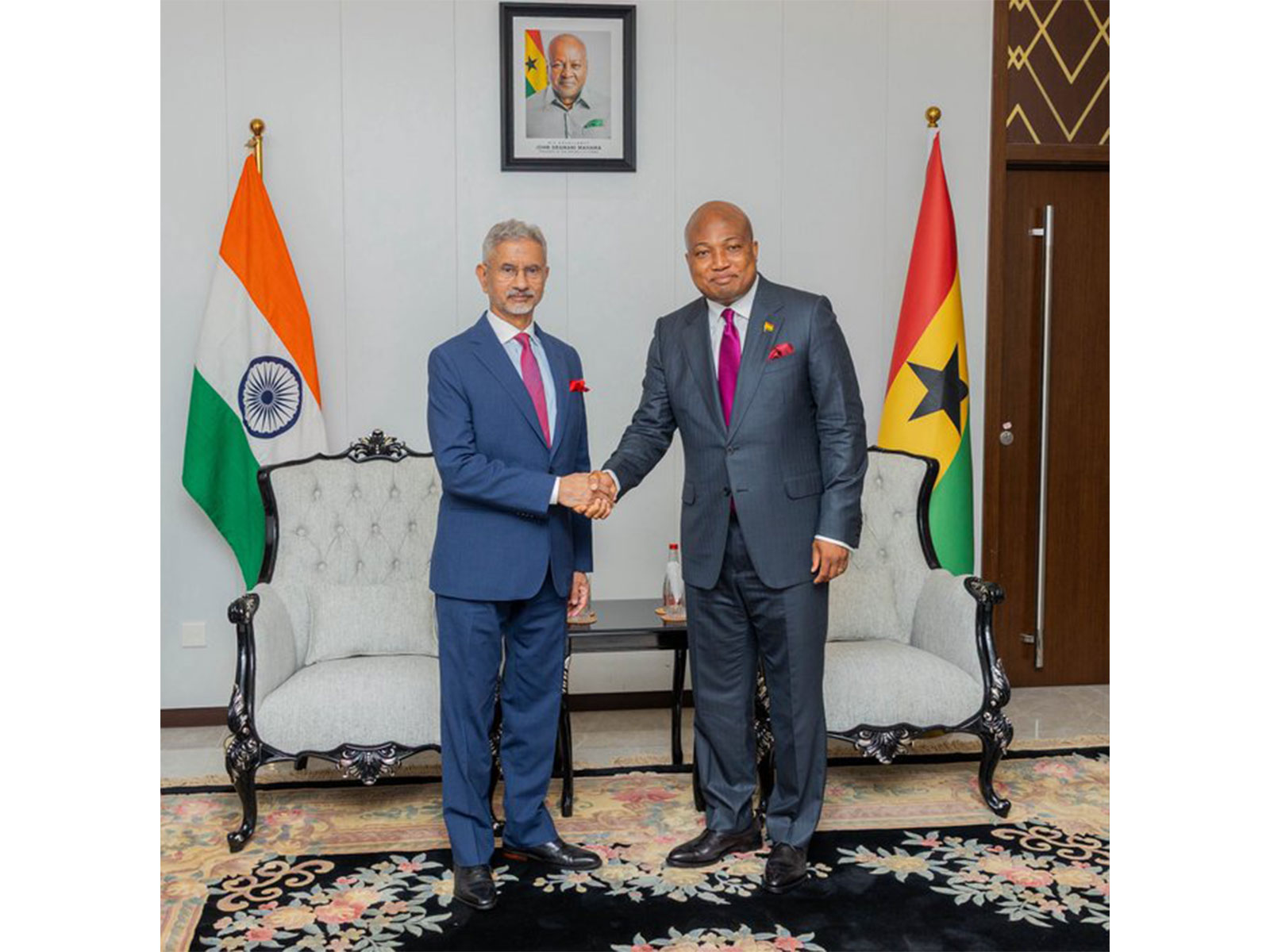 External Affairs Minister S Jaishankar meets Ghana’s Foreign Minister Samuel Okudzeto Ablakwa in Accra, Ghana. (Photo: X/@DrSJaishankar)