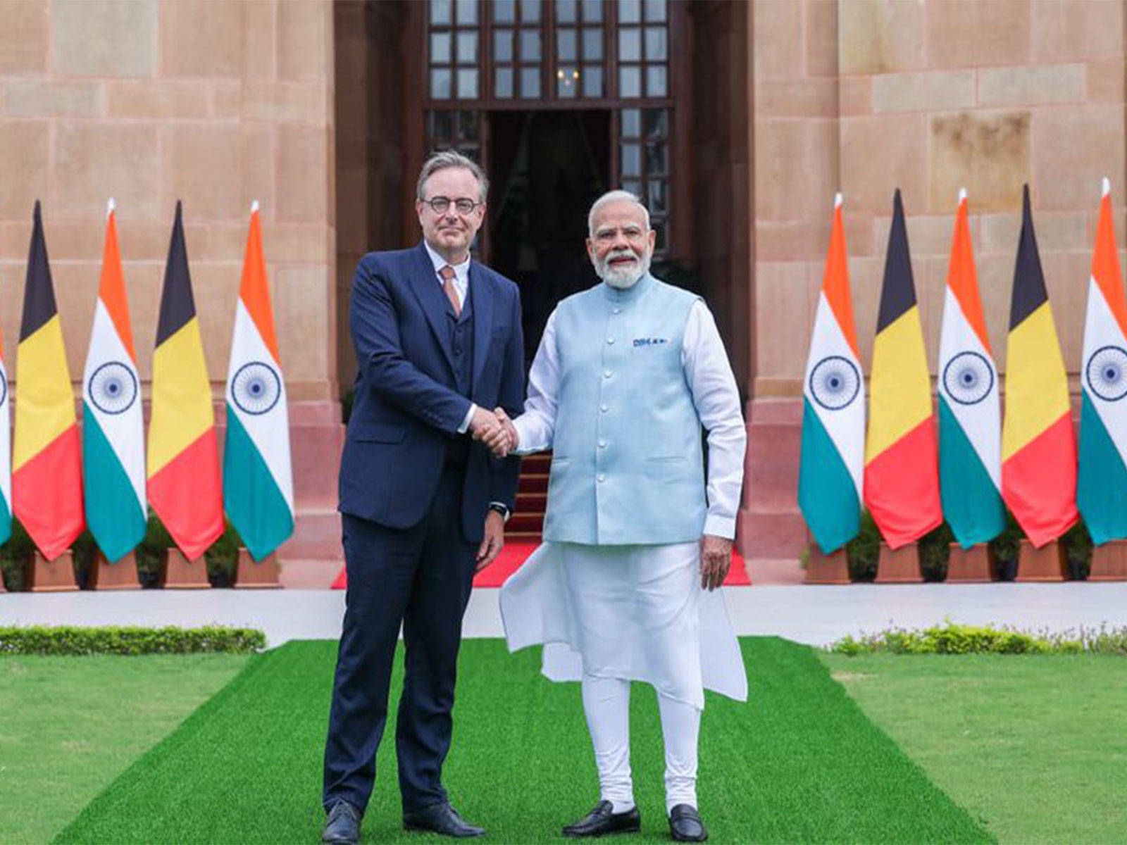 Prime Minister Narendra Modi shakes hands with Belgian Prime Minister Bart De Wever during a meeting in New Delhi. (Photo: X/@Bart_DeWever)