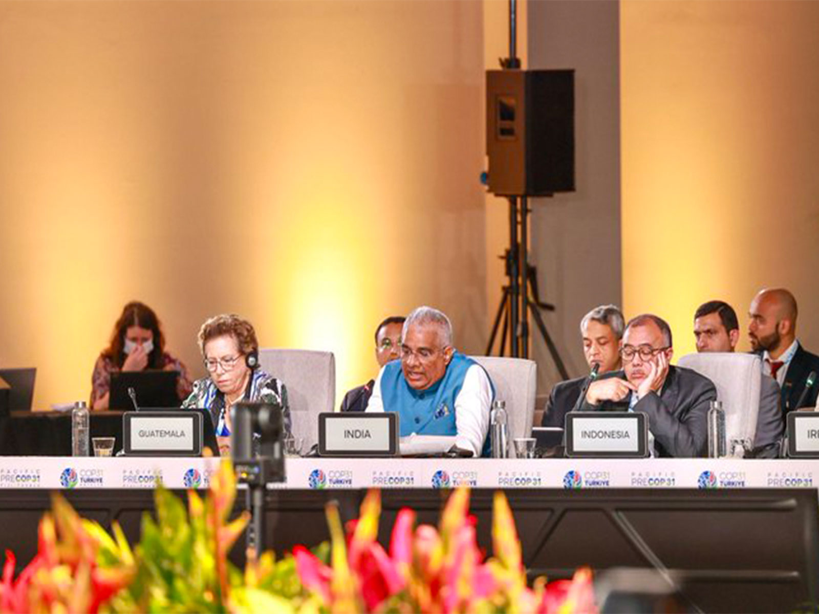 Union Environment, Forest and Climate Change Minister Bhupender Yadav addresses the plenary session during the Pre-COP31 meeting in Fiji. (Photo: X/@byadavbjp)