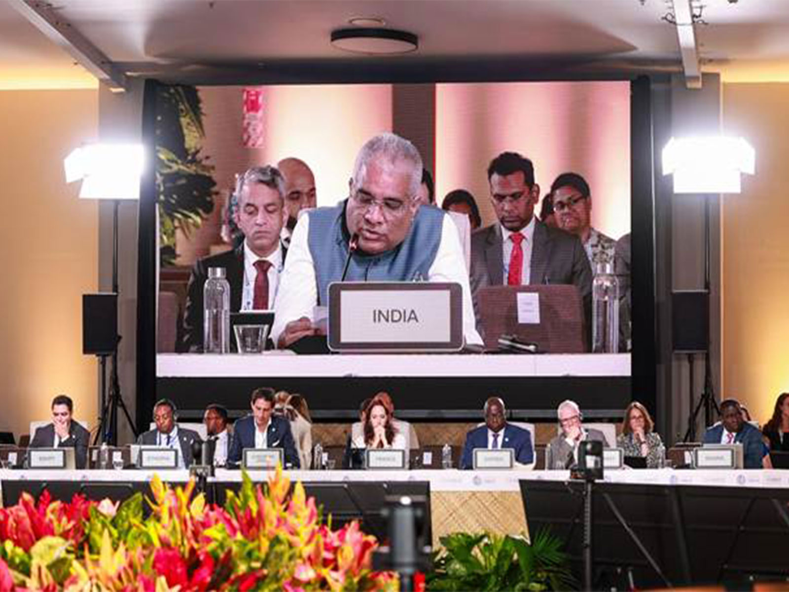 Union Environment, Forest and Climate Change Minister Bhupender Yadav addresses the plenary session during the Pre-COP31 meeting in Fiji (Photo/Ministry of Environment)