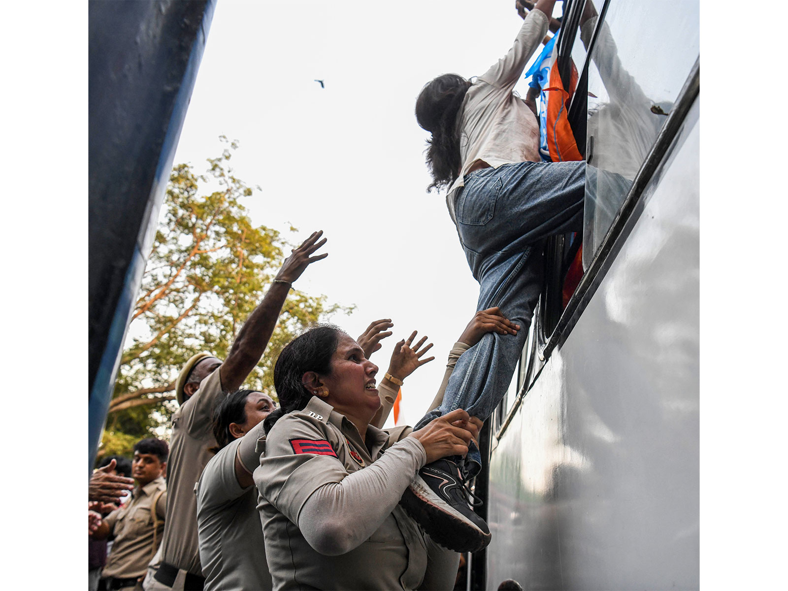 Visual from INDIA bloc protest near Jantar Mantar (Photo/ANI)