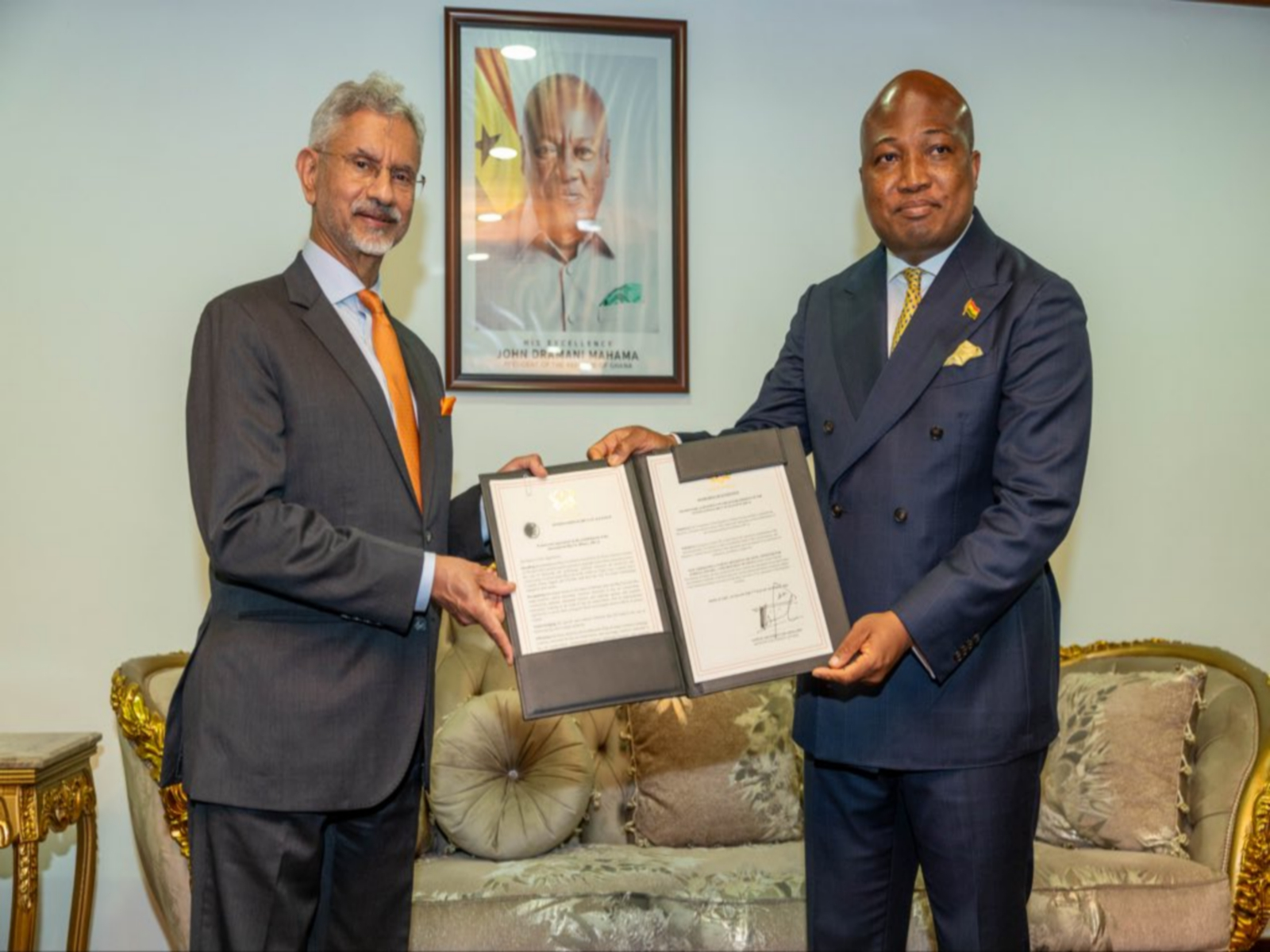EAM S Jaishankar receives Ghana's formal Instrument of Acceptance for India-led International Big Cat Alliance from Ghanaian Foreign Minister Samuel Okudzeto Ablakwa  (Photo/X/@DrSJaishankar)