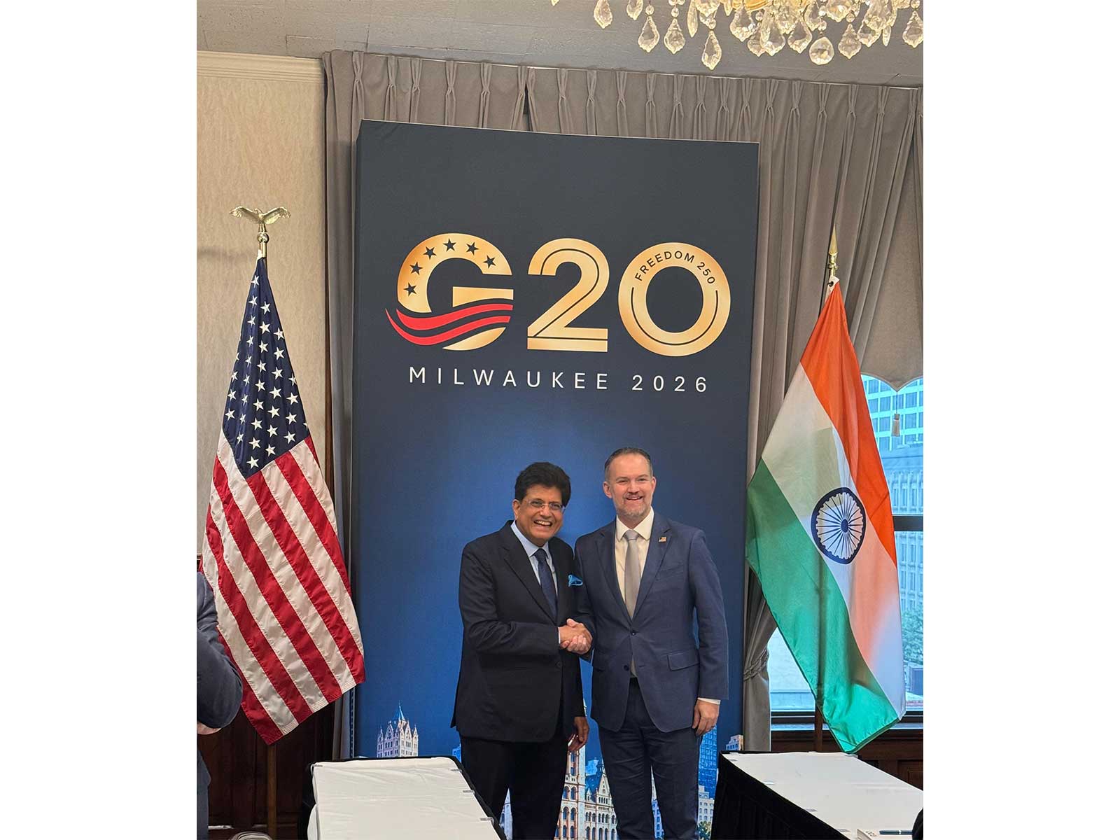 Union Minister of Commerce and Industry Piyush Goyal meets US Trade Representative Jamieson Greer on the sidelines of the G20 Trade Ministers' Meeting, in Milwaukee, Wisconsin, on Wednesday (Photo: x/@PiyushGoyal)