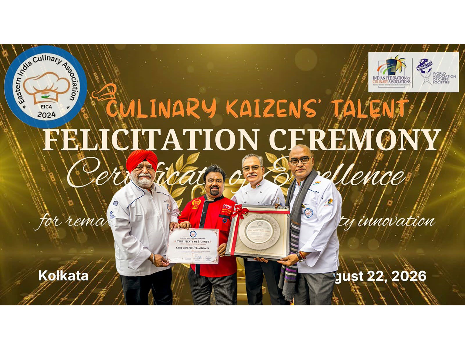 Chef Gomes has received a major honour — “Lifelong Excellence in Culinary Leadership” from EICA