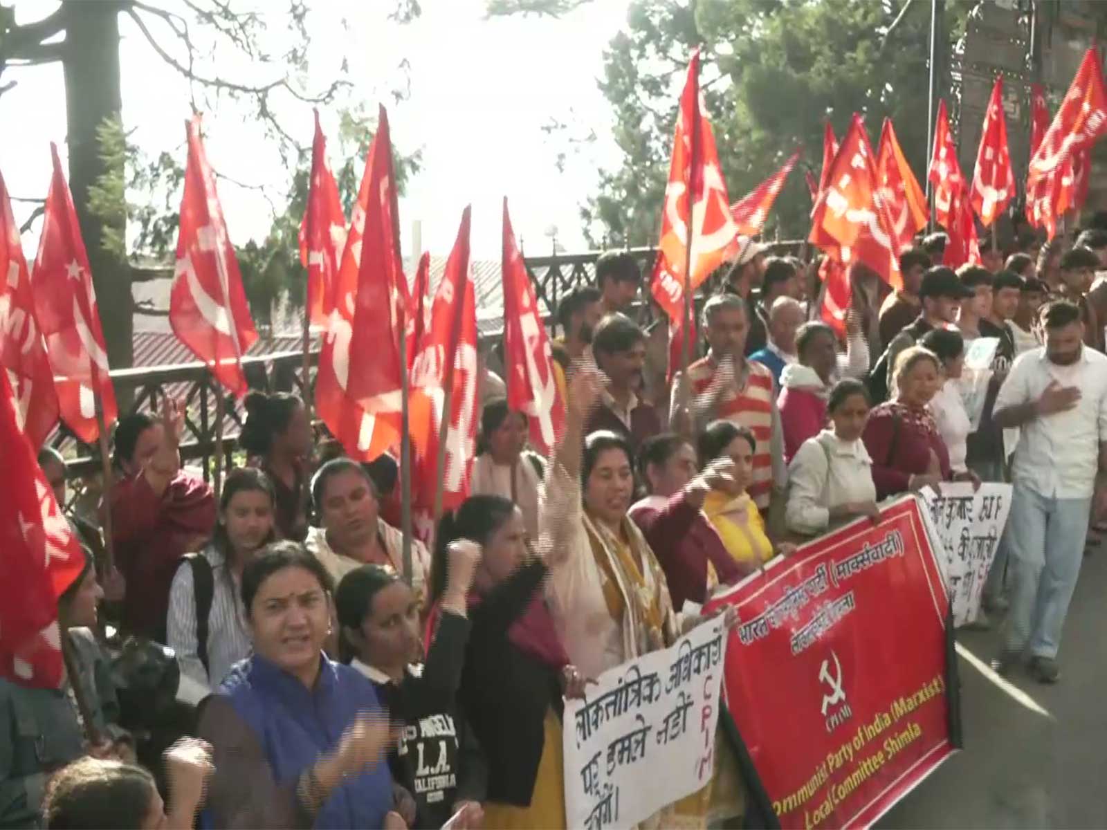 CPI(M) Protests in Shimla (Photo/ANI)