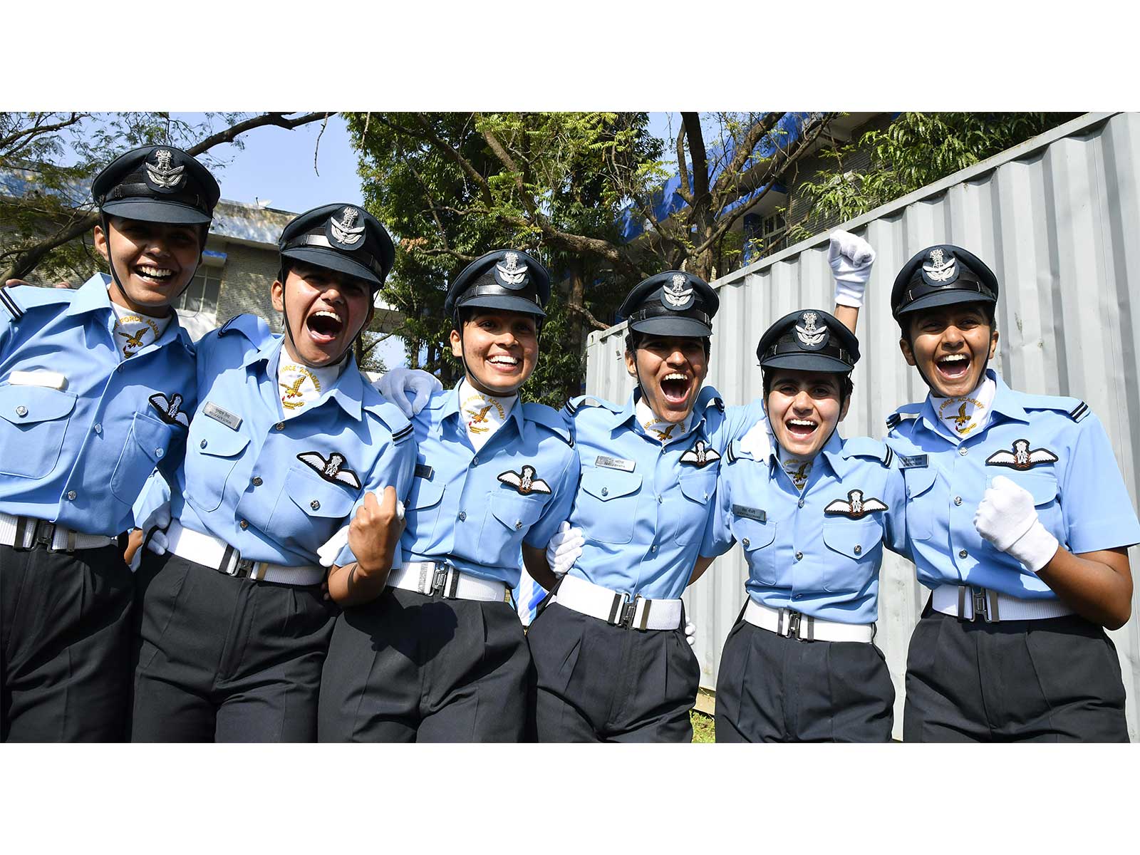 Newly inducted women officers celebrate after the Combined Graduation Parade (CGP)  at AFA acamdemy in Hyderabad (Photo/ANI)