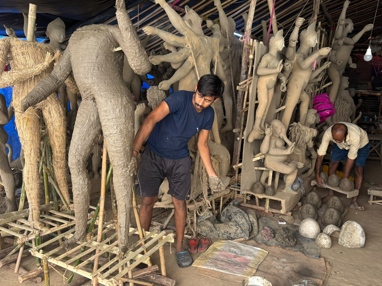 Artisan creating Durga Puja idol (Image source: ANI)