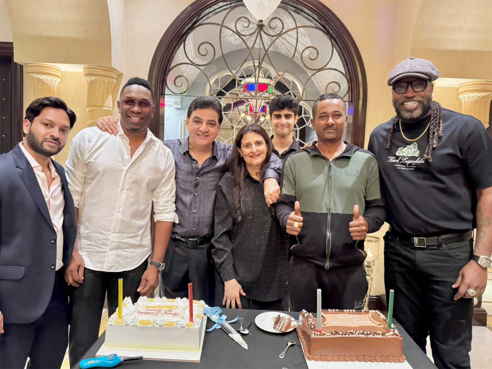 Ajay Sethi hosts Dwayne Bravo’s birthday celebration in Dubai. (Photo/ANI)