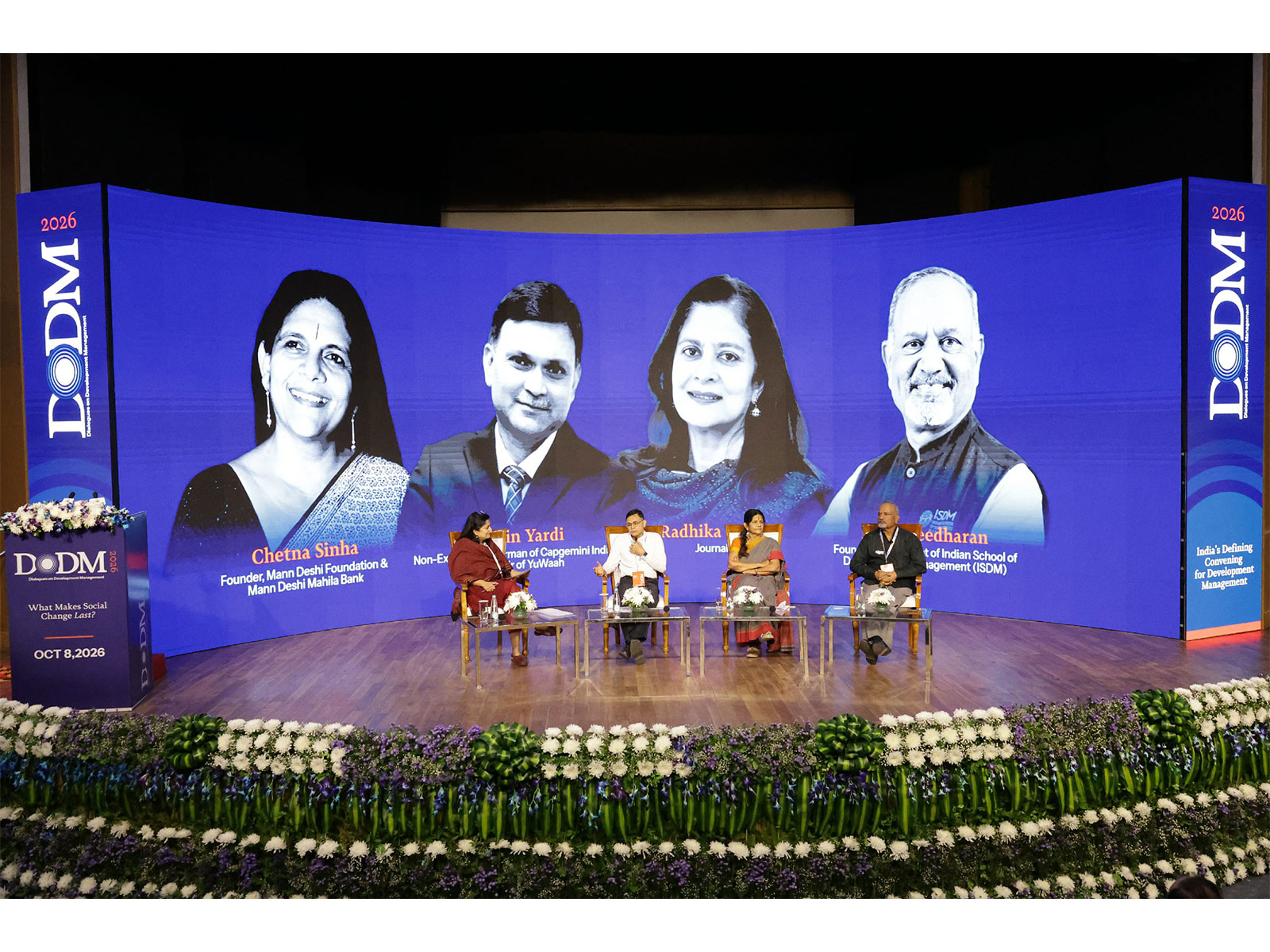 Radhika Bordia, Journalist; Ashwin Yardi, Non-Executive Chairman, Capgemini India; Chetna Sinha, Founder, Mann Deshi Foundation & Mann Deshi Mahila Bank; Ravi Sreedharan, Founder & President, ISDM