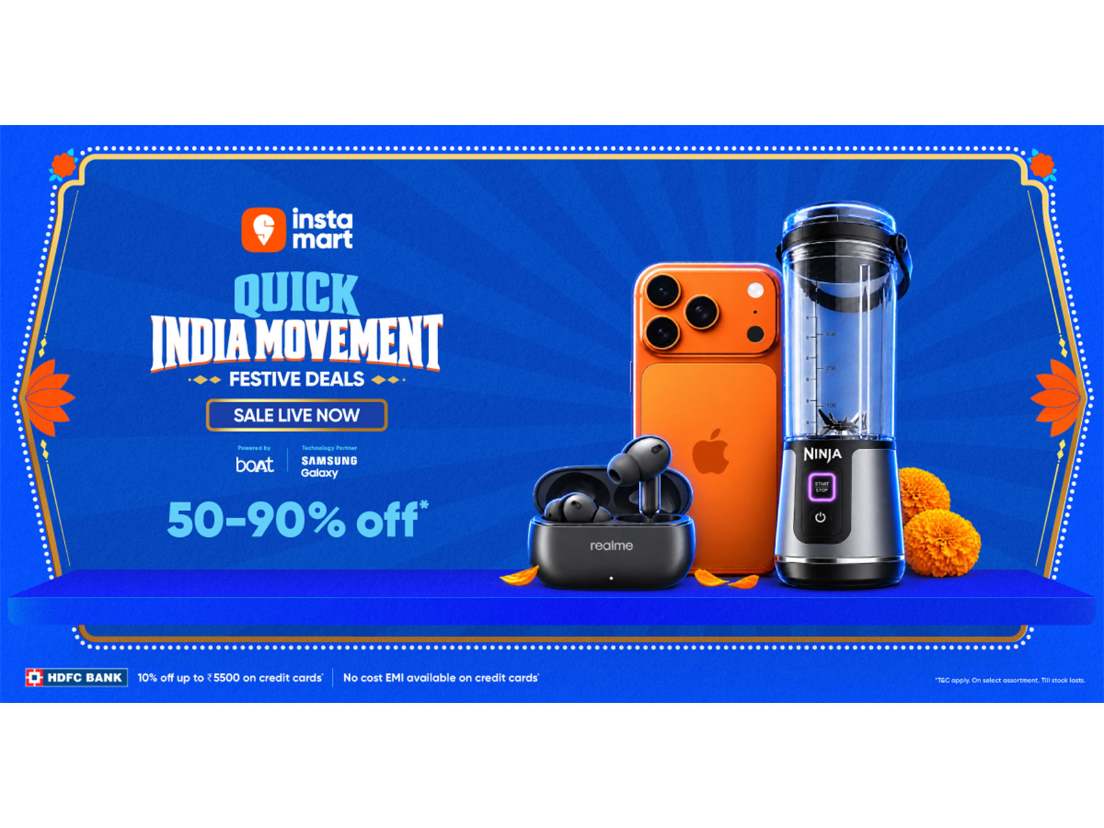 Instamart’s Quick India Movement Sale is back with festive deals and 50–90% off across electronics, home appliances, beauty, and more