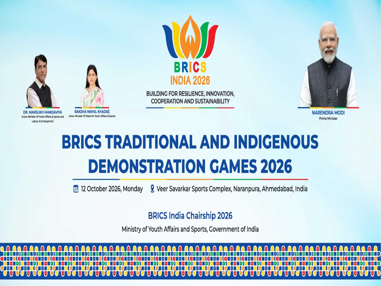BRICS Traditional and Indigenous Sports Demonstration Games 2026 will be organised in Ahmedabad. (Photo: Sports Ministry)
