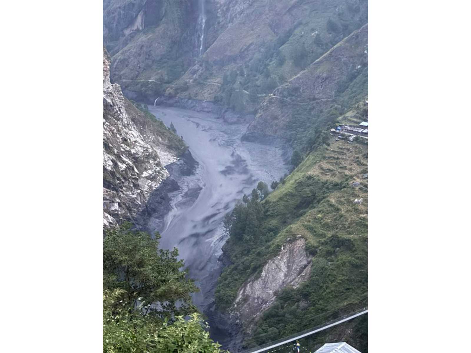Aerial view of areas affected by the flood in the Budhi Gandaki River basin in Gorkha, Nepal. (Photo: X/@NDRRMA_Nepal)