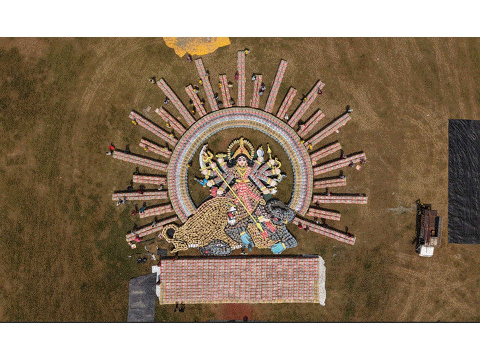 Adani Cement creates a monumental aerial tribute to Maa Durga (Photo credit/Adani Cement)