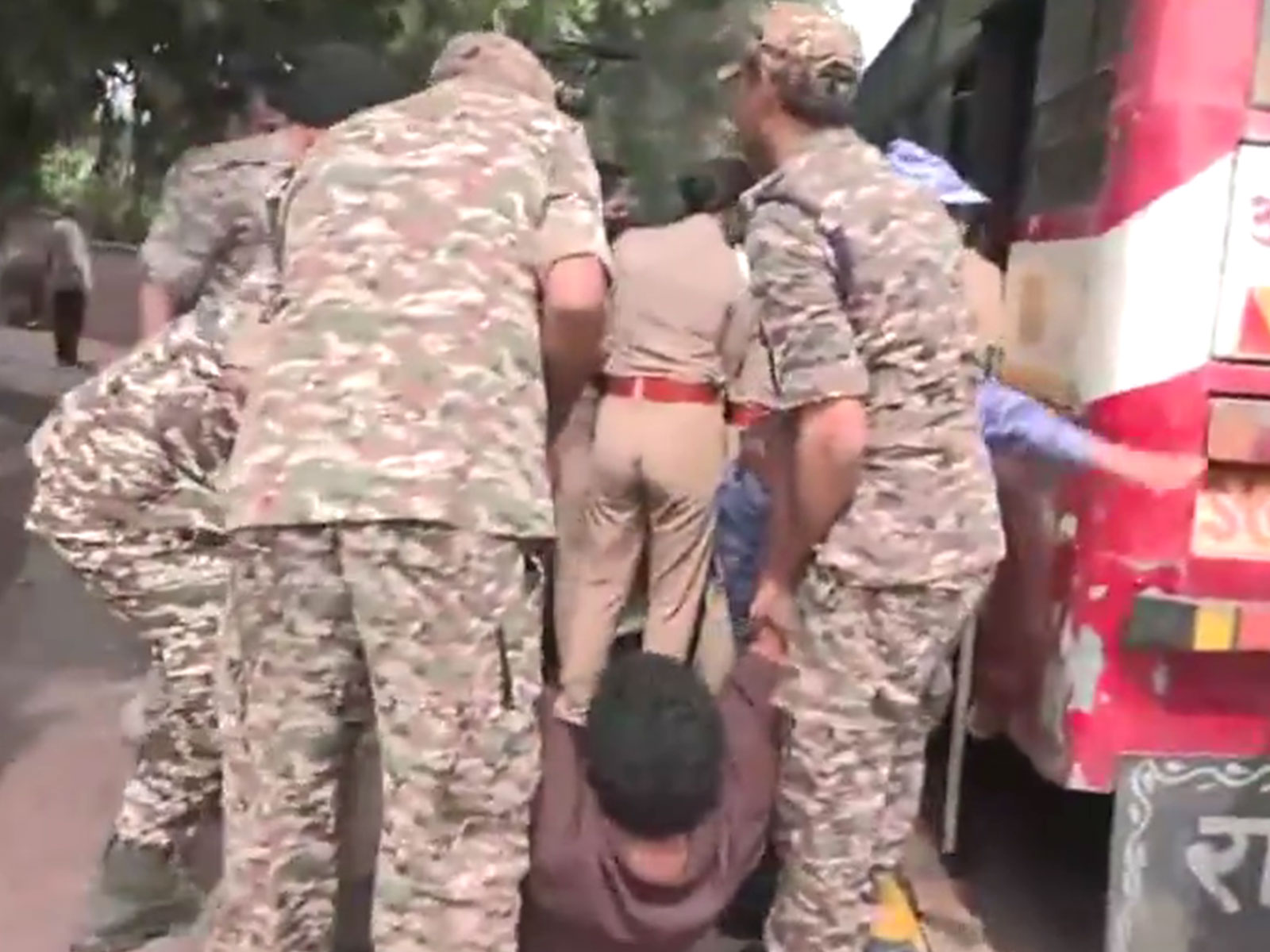Delhi Police detain SFI, AISF and AIYF workers during a protest against CEC Gyanesh Kumar (Phoro/ANI)