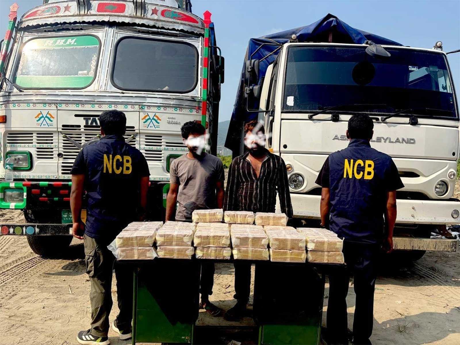 NCB, Guwahati with 53.937 kg of seized Methamphetamine/WY Tablets (Photo/NCB)