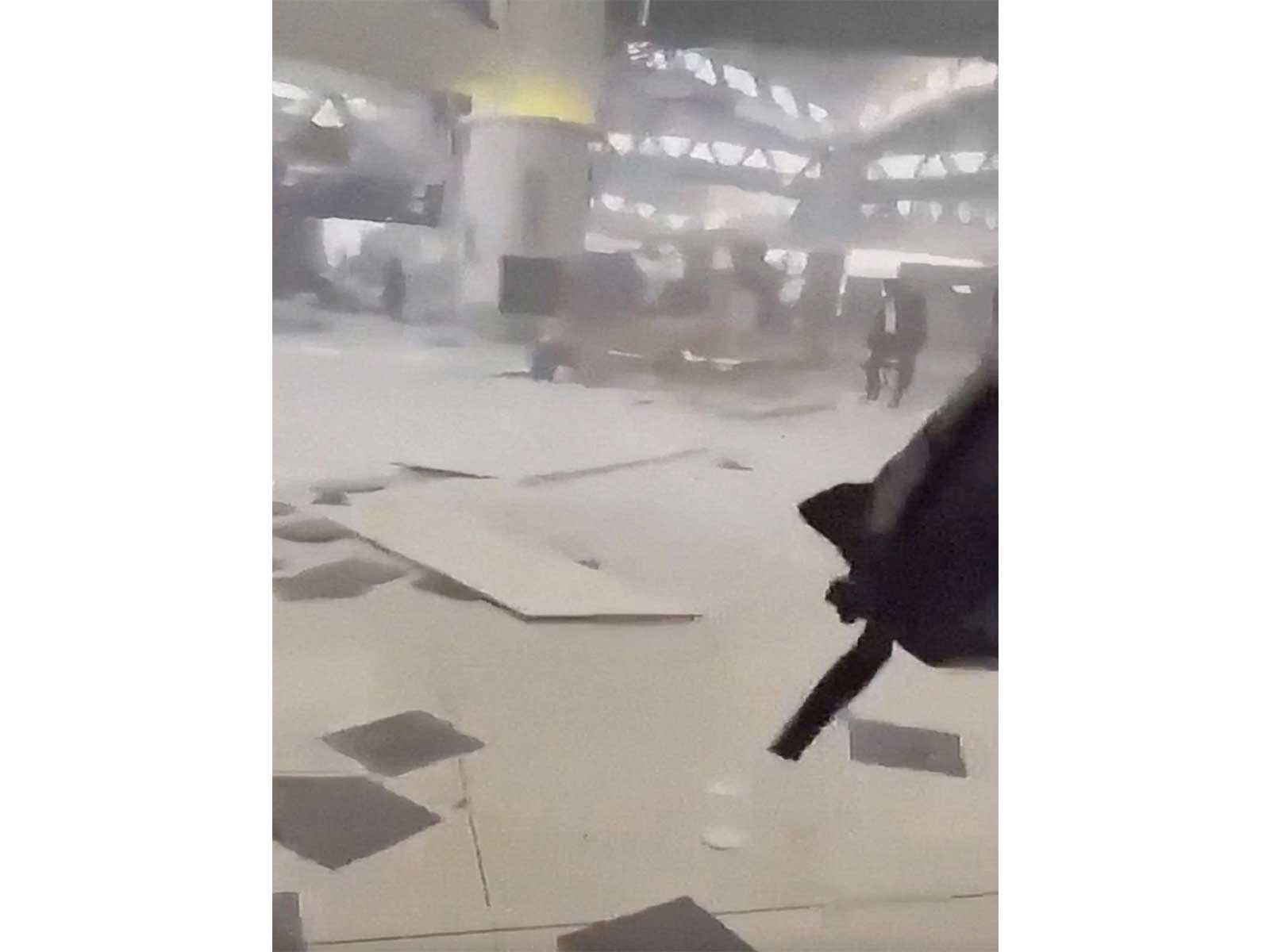 Debris inside the King Khalid Airport after Yemens Houthis said they attacked the airport in Riyadh (Photo/Reuters)