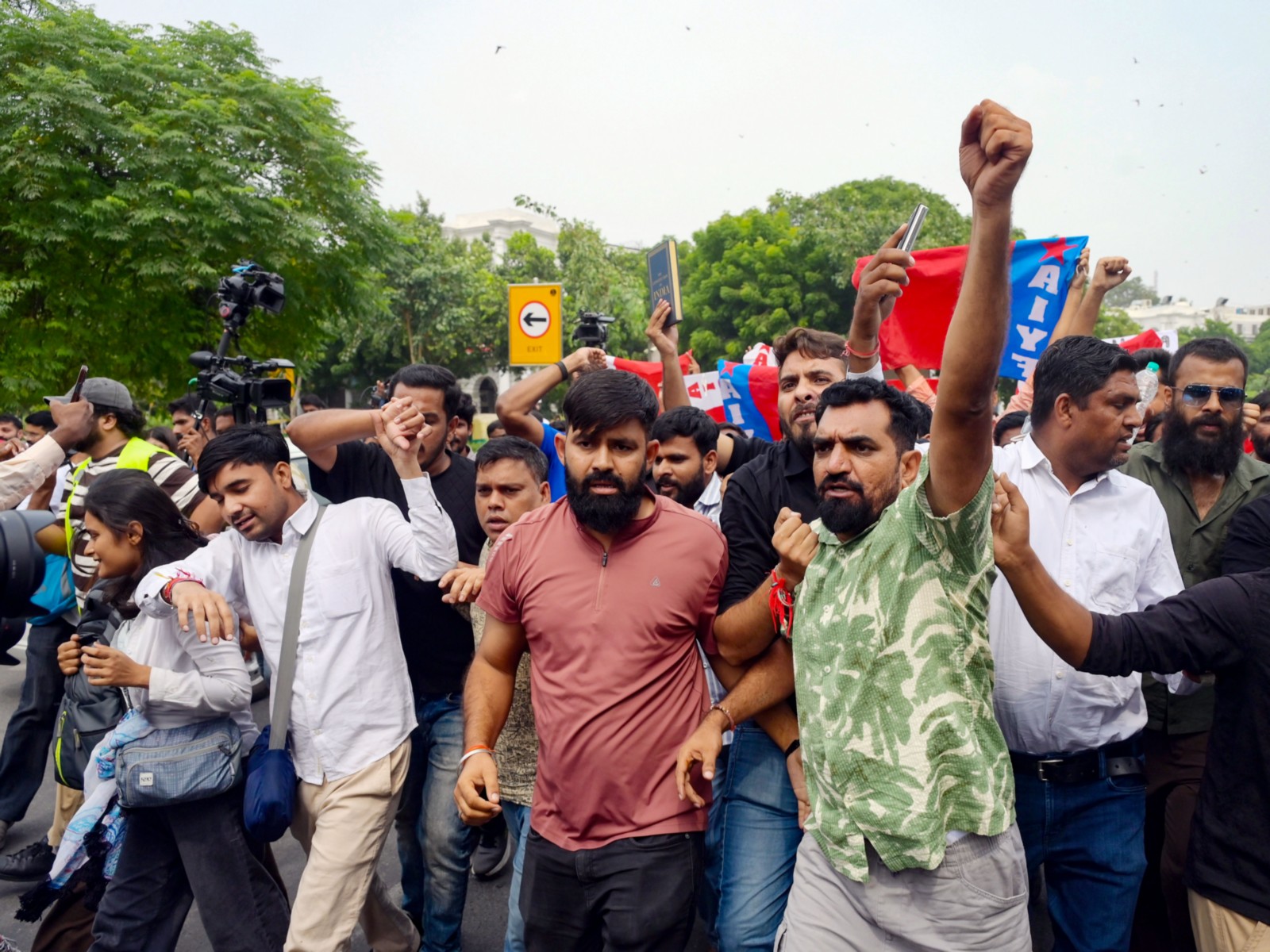 Protesters stage a demonstration near Gurudwara Bangla Sahib during the protest (File Photo/ANI)