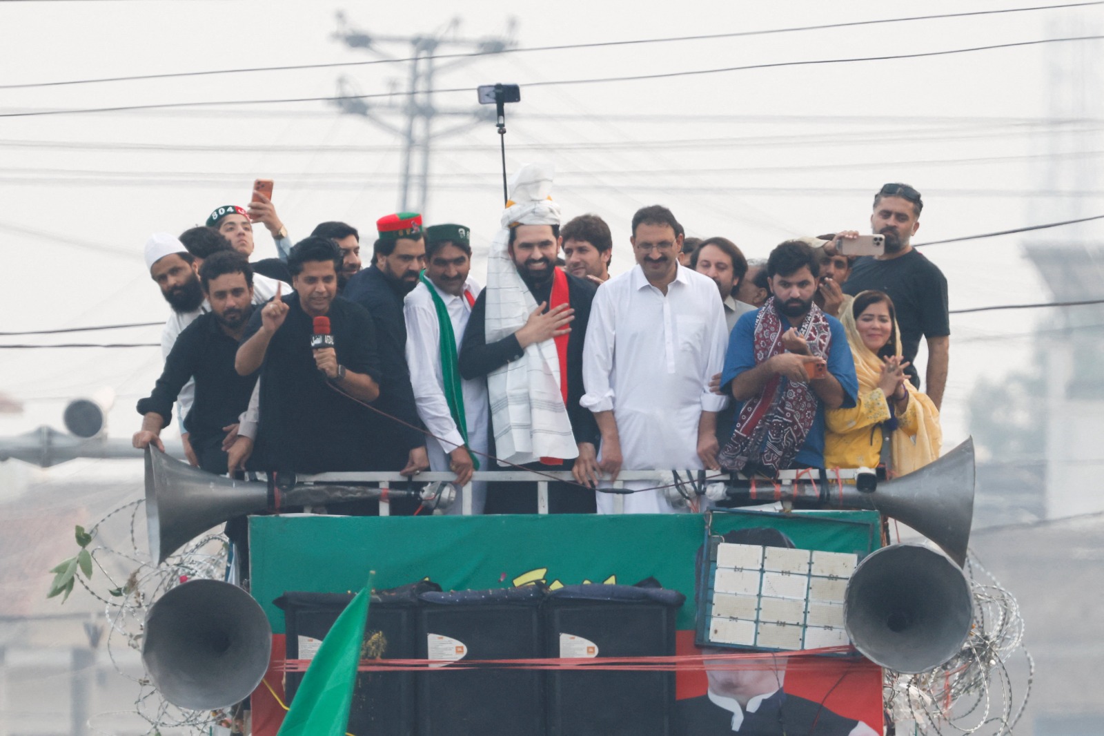 Sohail Afridi, Chief Minister of Khyber Pakhtunkhwa province looks on during a protest march by former Pakistani Prime Minister Imran Khan's party, Pakistan TehreekInsaf (PTI) (Photo/Reuters)