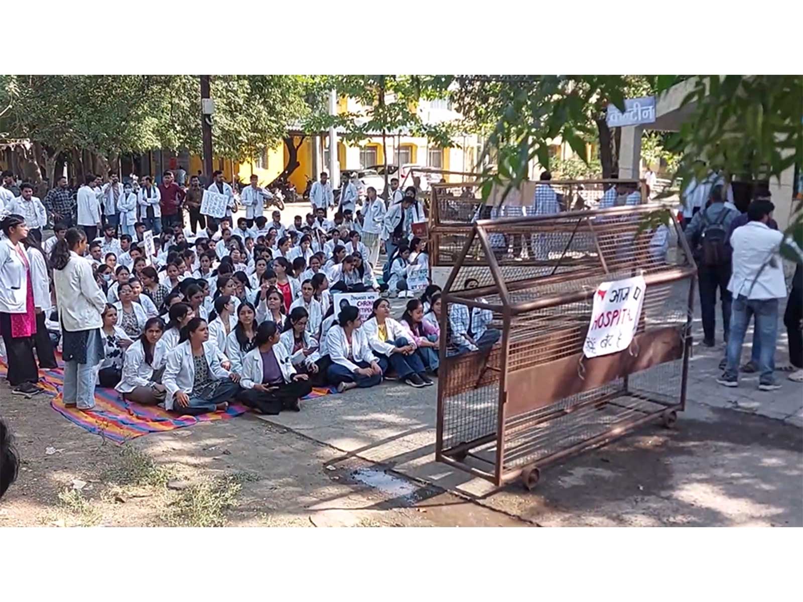 Ayurveda intern doctors staging protest (Photo/ANI)