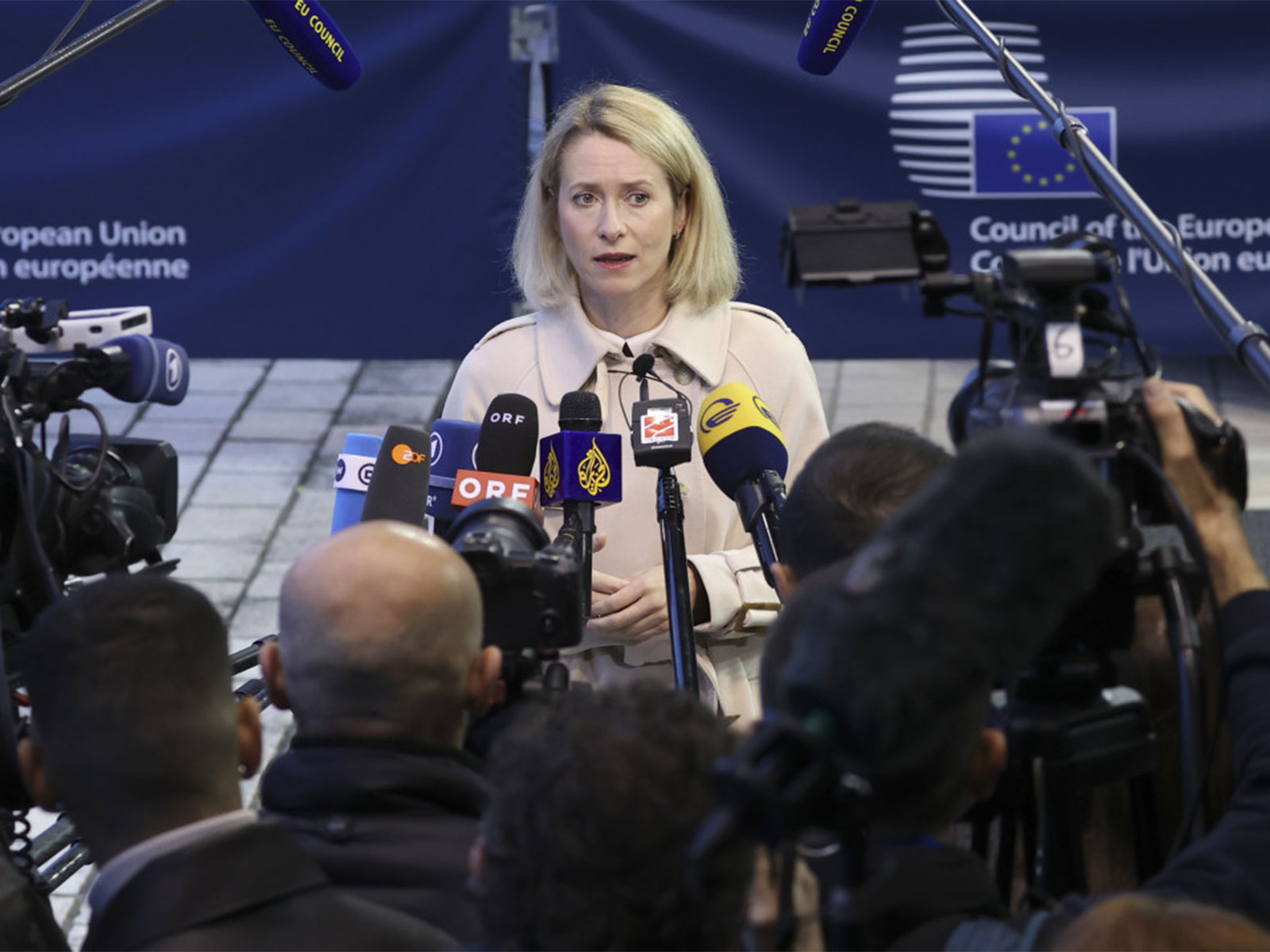 EU foreign policy chief Kaja Kallas during a press briefing in Luxembourg (Photo/EEAS Press Team)