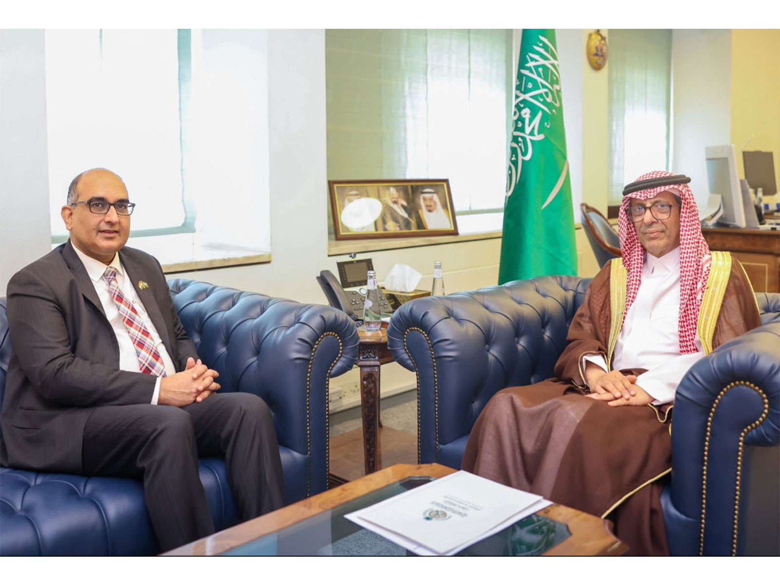 India's Ambassador to Saudi Arabia, Vipul (On left) with Abdulrahman Al-Rassi, Deputy Minister for International Multilateral Affairs and General Supervisor of the Economic and Development Affairs Deputyship at the Saudi Ministry of Foreign Affairs (