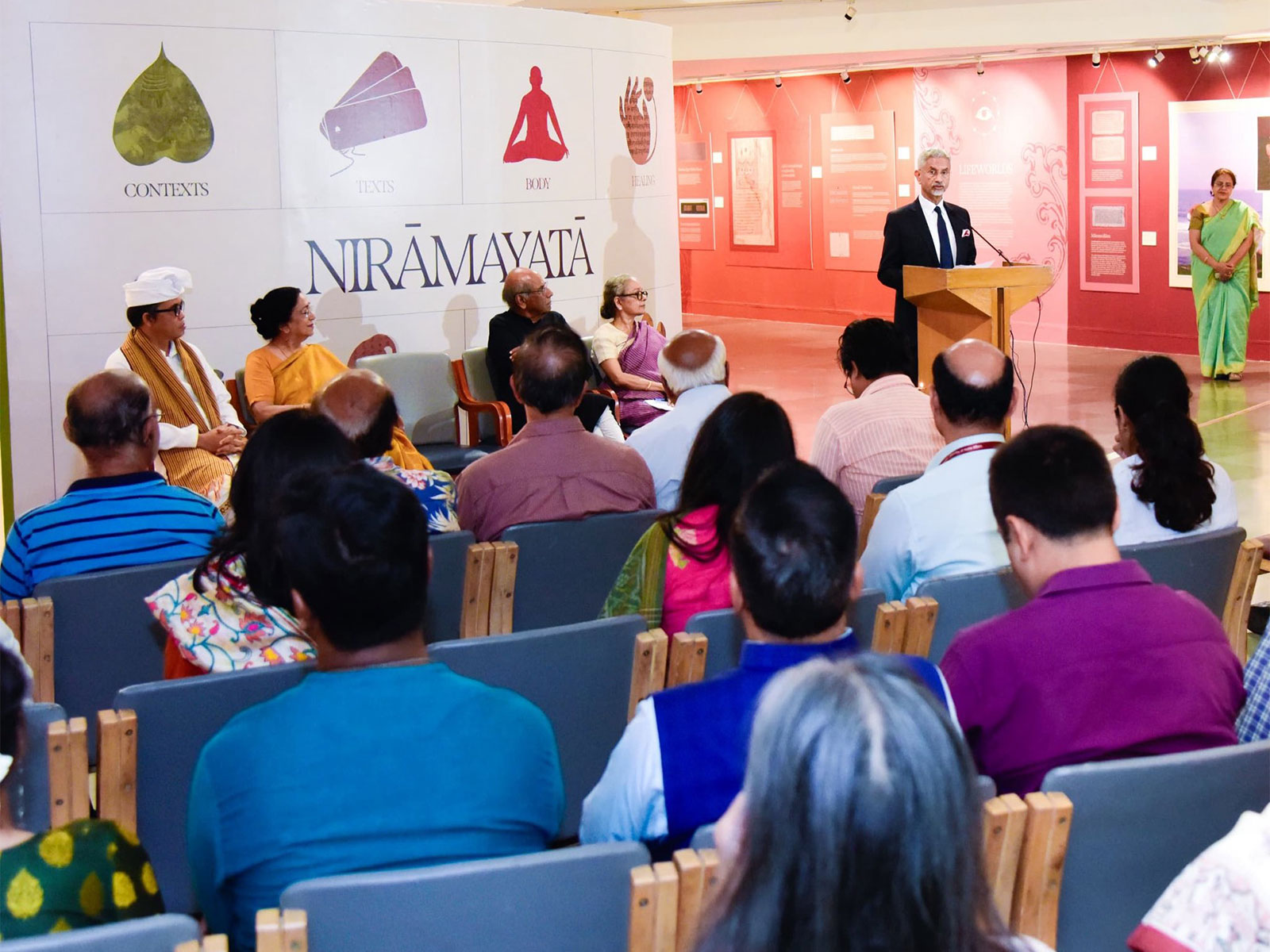 External Affairs Minister S Jaishankar speaking at the inauguration of the exhibition 'Nirāmayatā: Healing and Wellbeing in South Asian Texts and Practices' at the India International Centre (IIC) (Photo/X@DrSJaishankar)