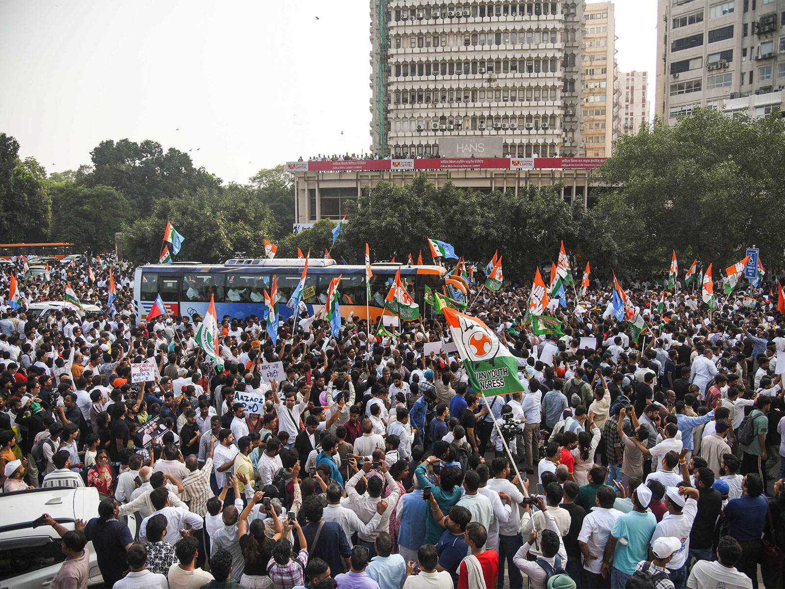 Protests against the EC on Monday (Photo/ANI)