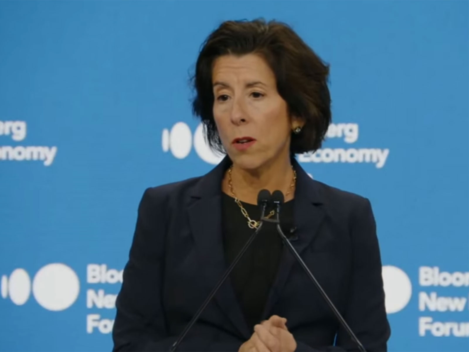 Gina Raimondo, Co-Chair and CEO of RAISE US and former US Secretary of Commerce (Photo/Youtube/Bloomberg New Economy)